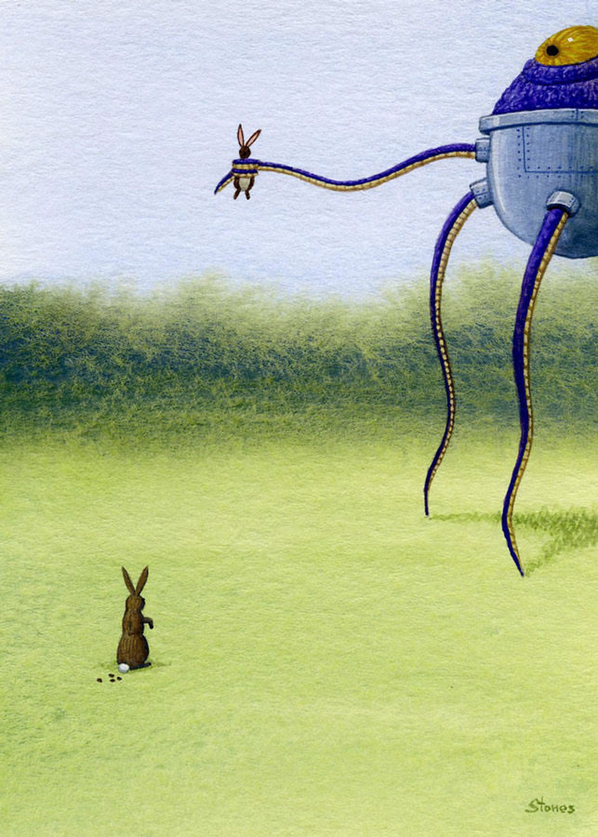 Robo-Monster Grabs Rabbit by Greg Stones