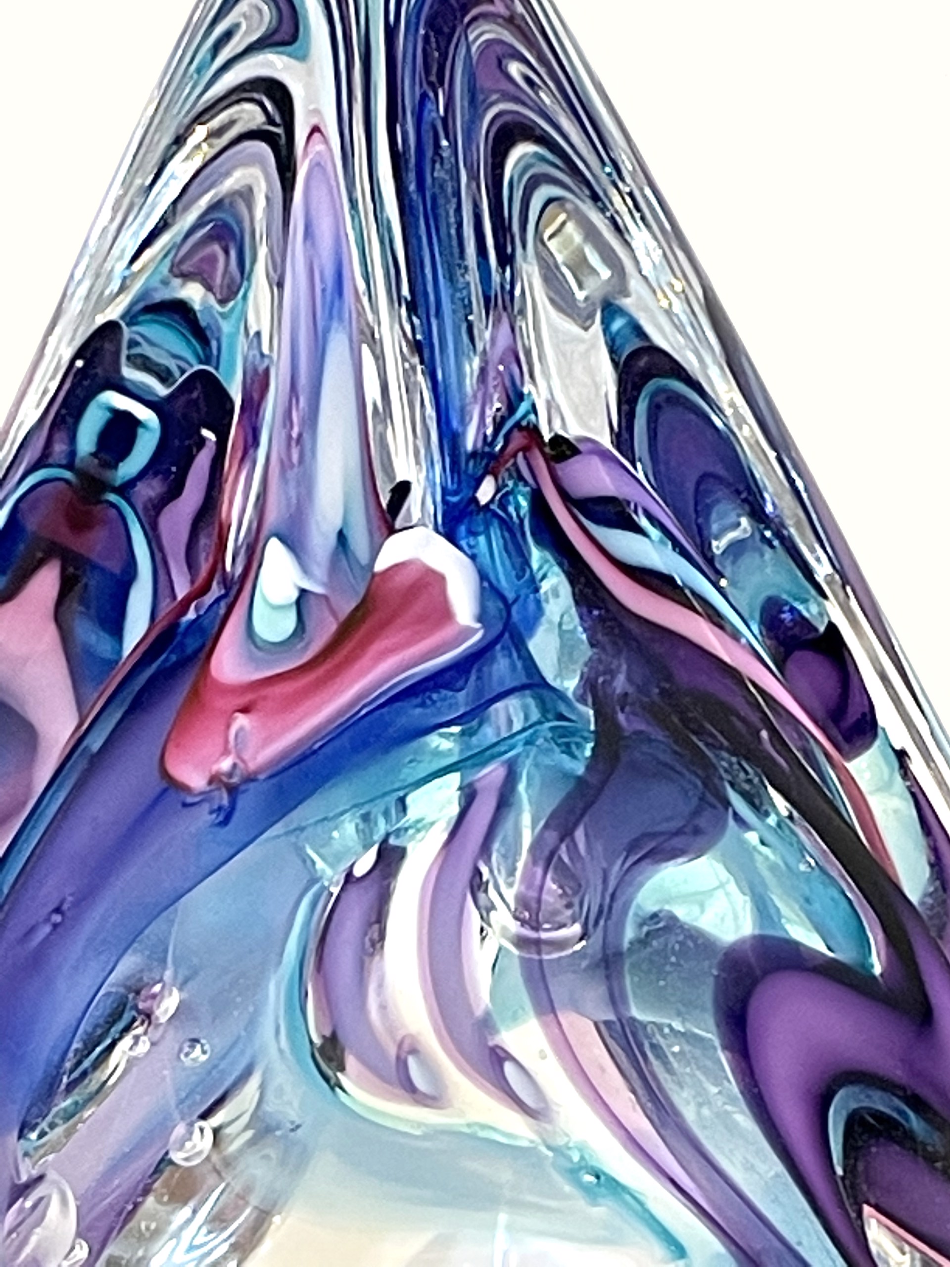 Hand Blown Glass Triangle - Blue, Pink & Purple by Schmidt Rhea Glass