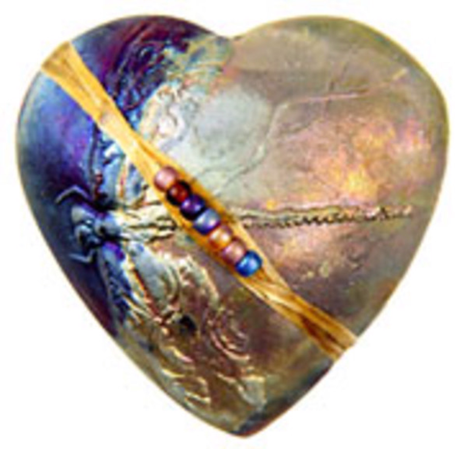 Raku Heart Rattle by J. Davis Studios