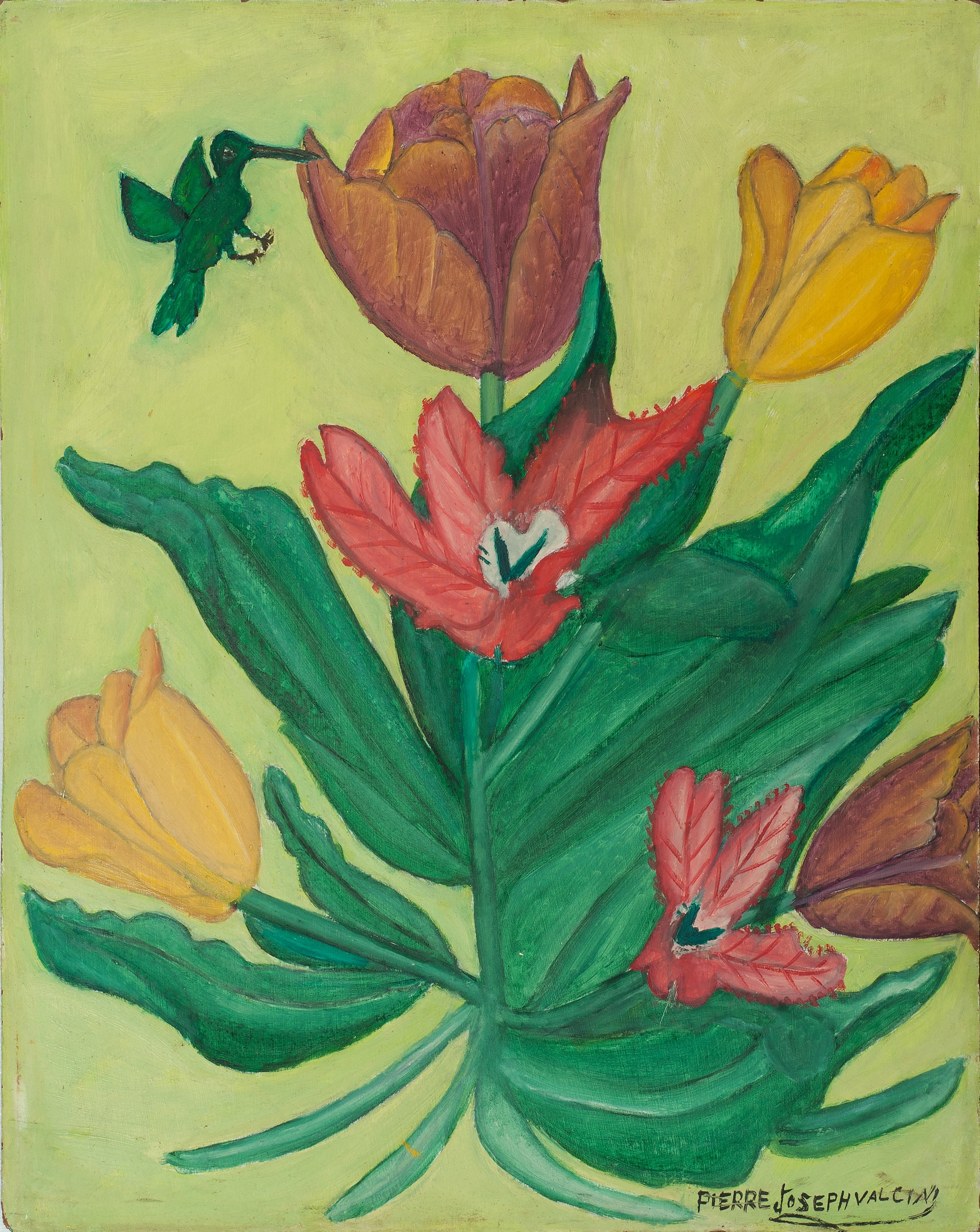 Flowers #32-6-91GSN by Pierre-Joseph Valcin (Haitian, 1925-2000)