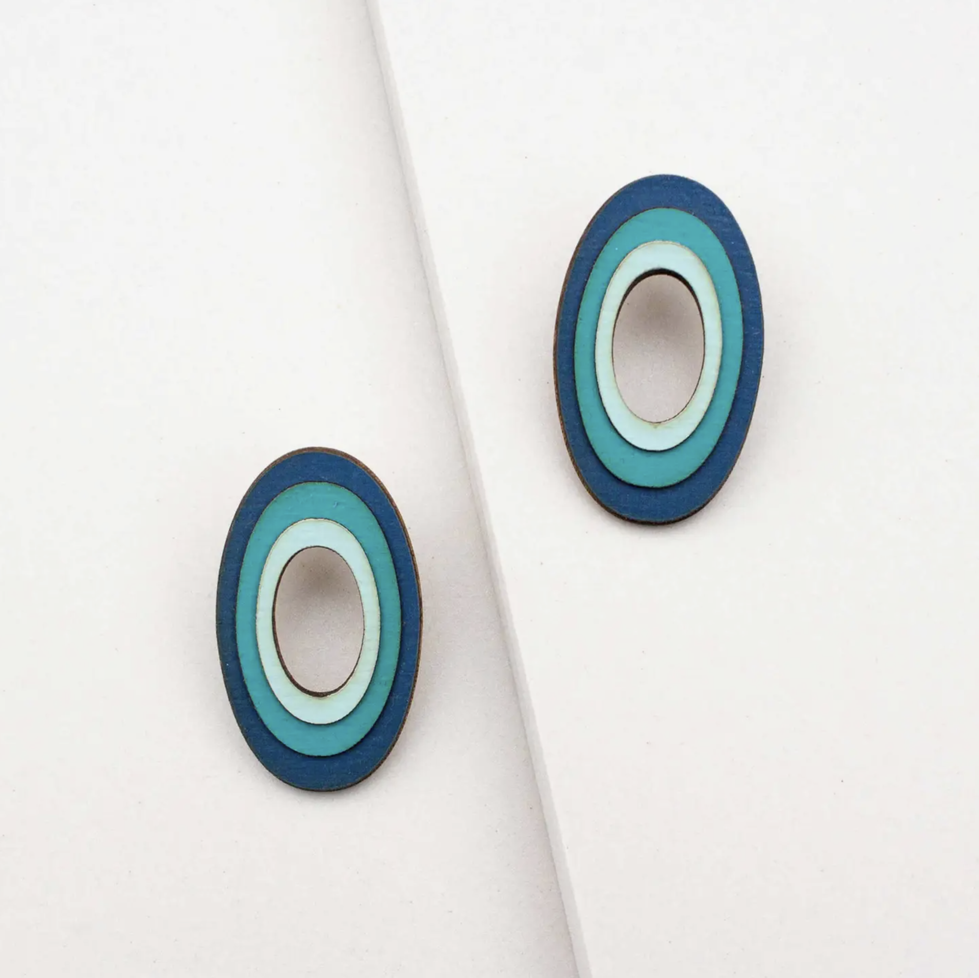 Oval Earrings - Blue by Treeline and Tide