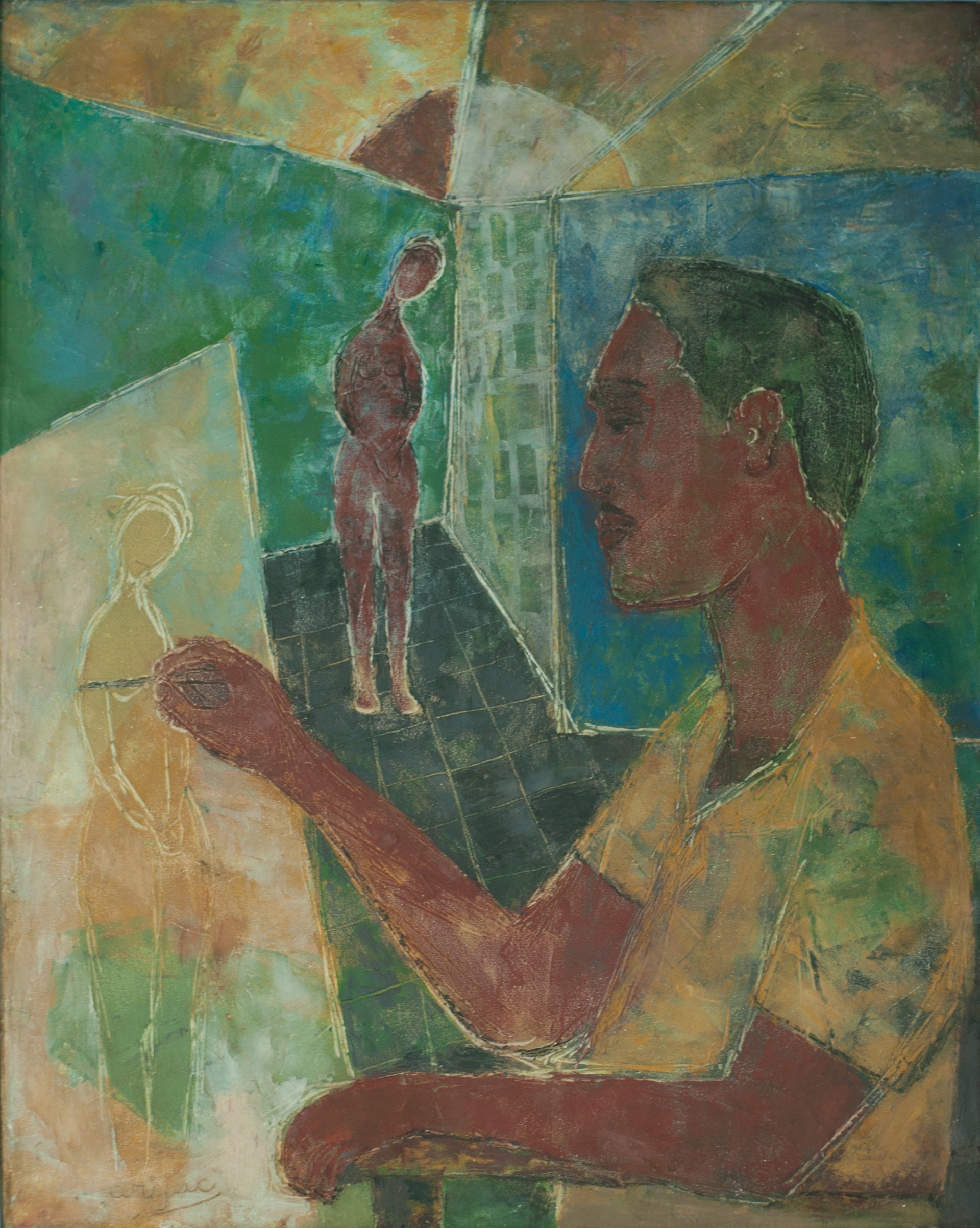Artist Self-Portrait #84-3-96GSN by Harry (Arijac) Jacques (Haitian, b. 1937)