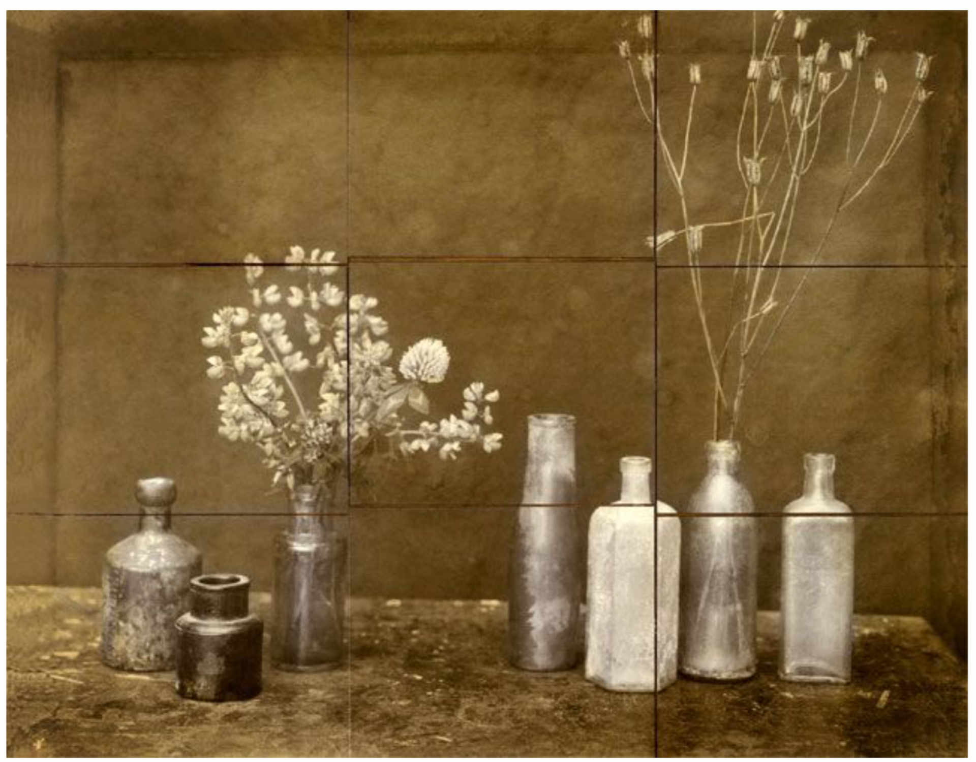 Still Life with Bottles (Grid) by Jan Gauthier