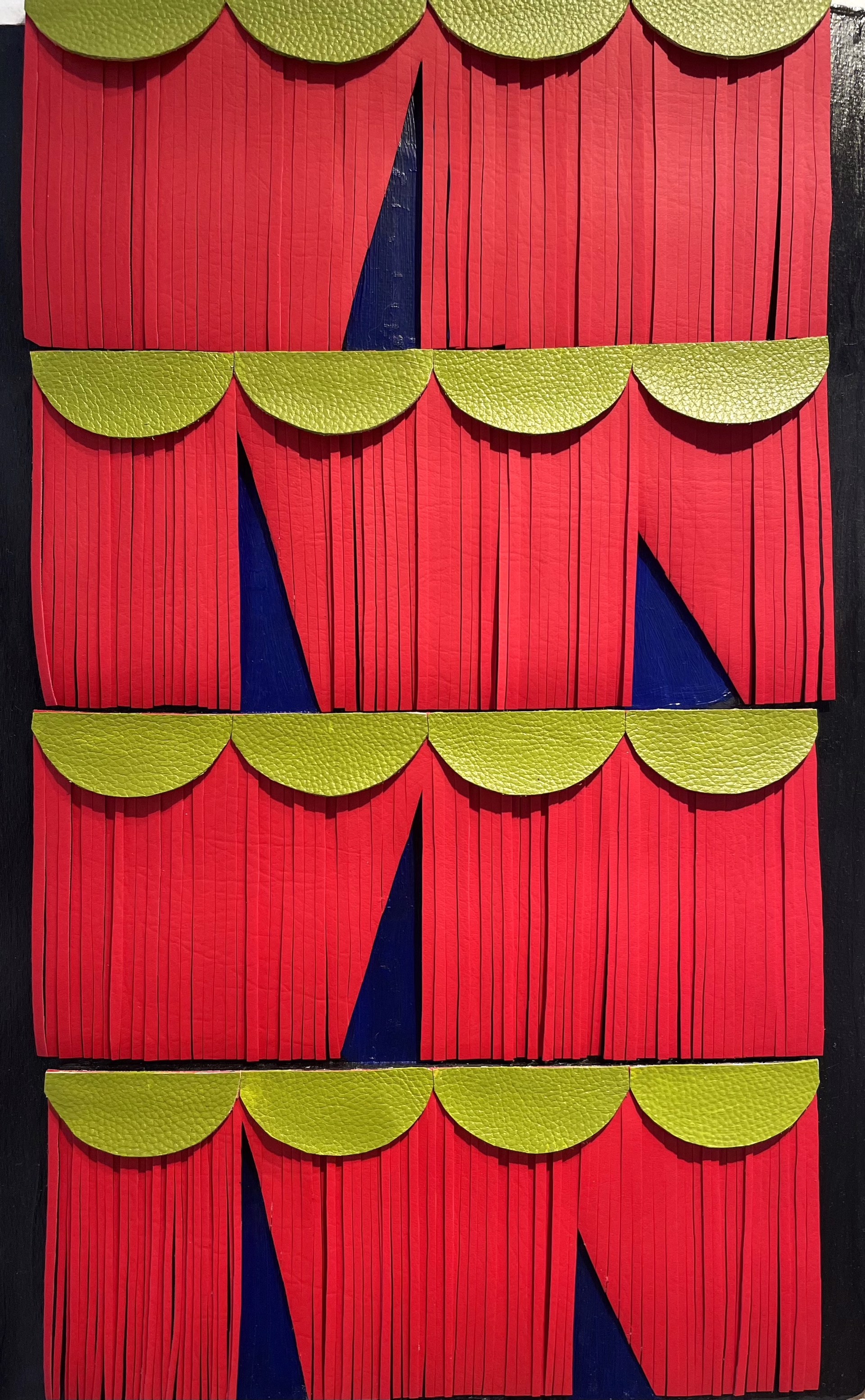 Red Fringe with Dark Blue Triangles by Deborah Vanko