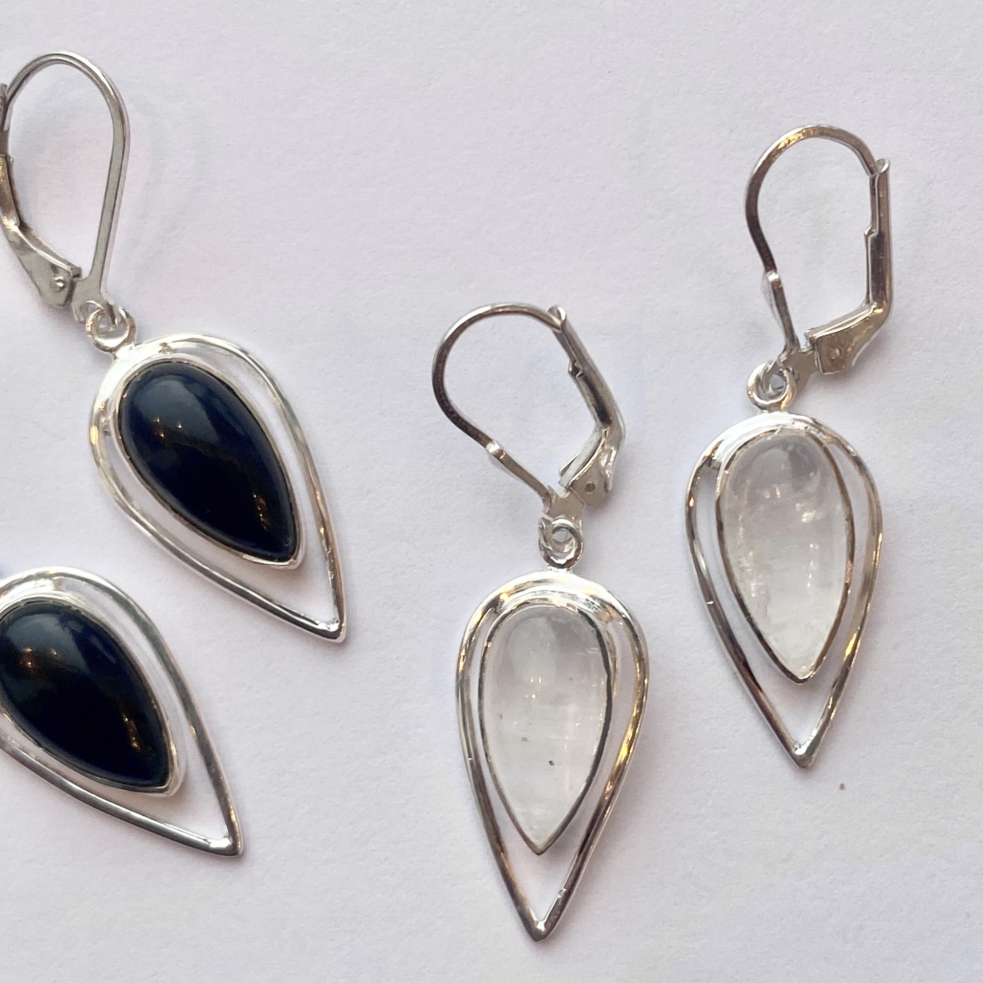 Onyx, Moonstone Earrings MONDE-1157 by Monica Mehta