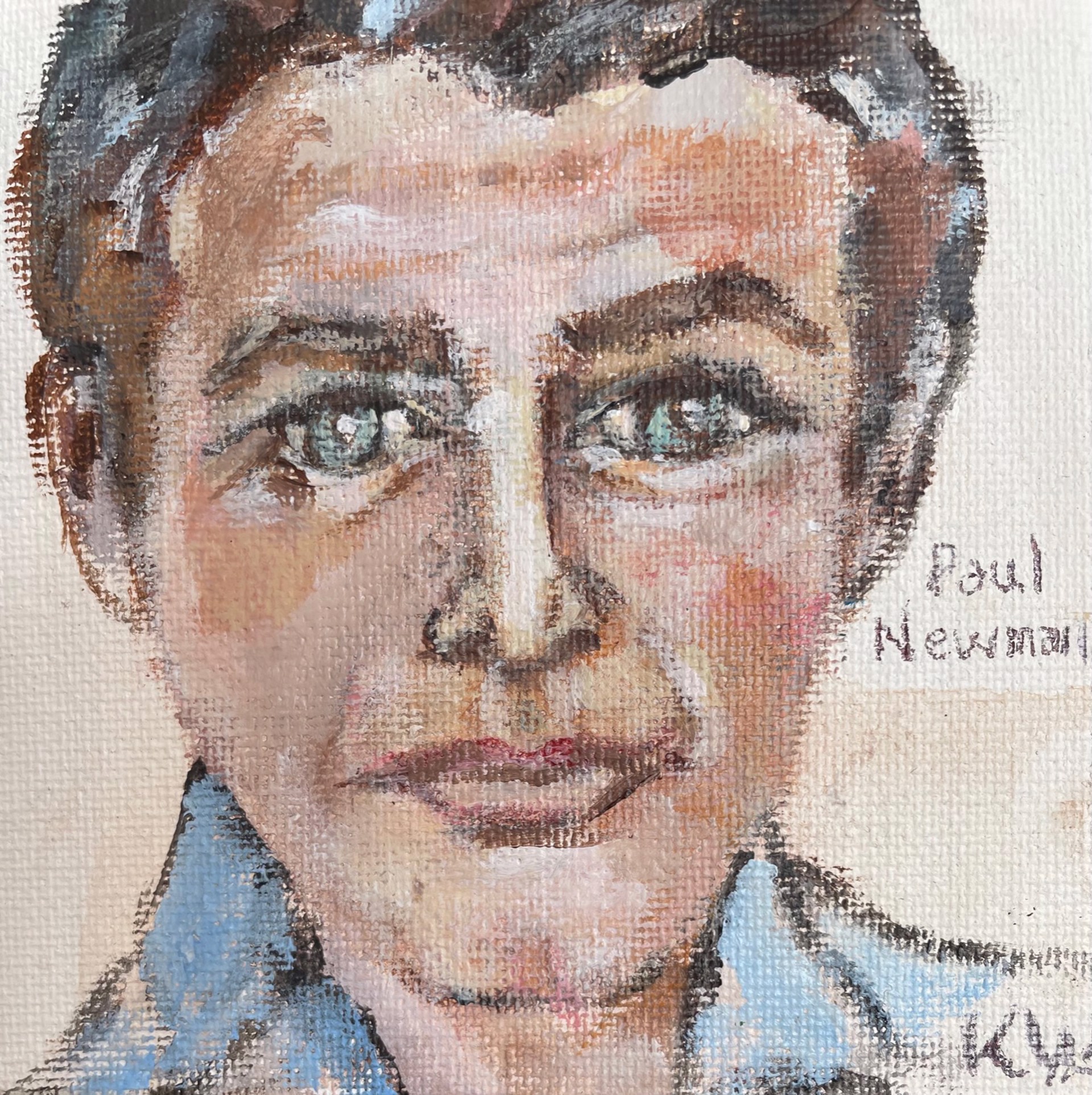 Paul Newman Mini Painting by Kathy Willingham