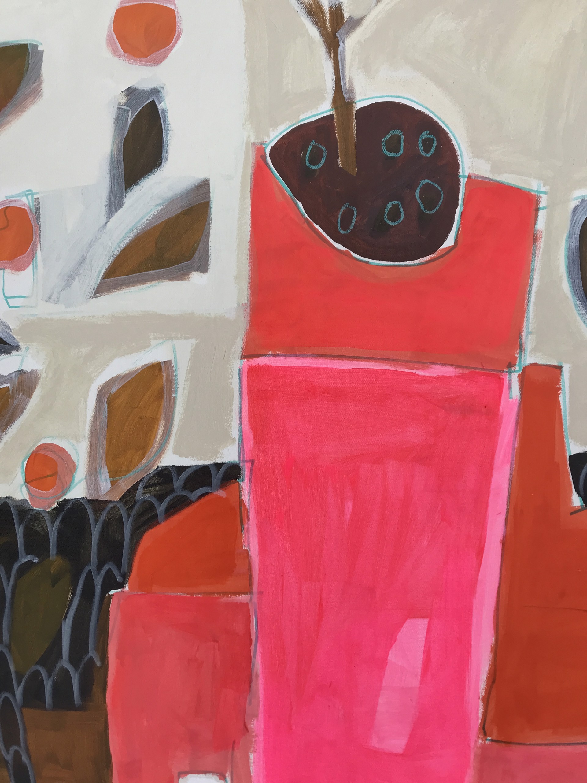 Mandarin Tree, Overturned Pitcher and Eggs on Table by Rachael Van Dyke