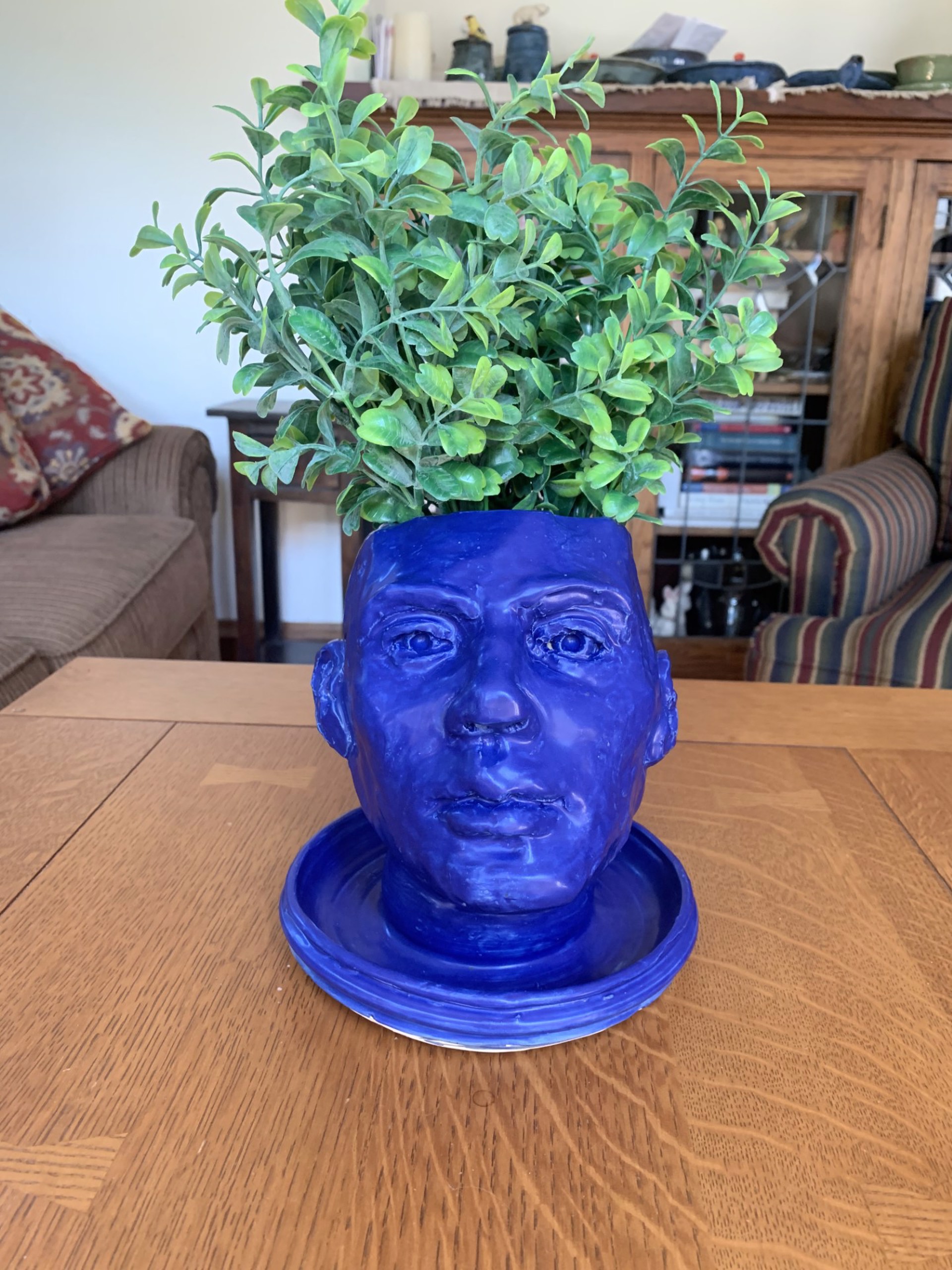 Head Planter with Attached Tray by Michael Hagan