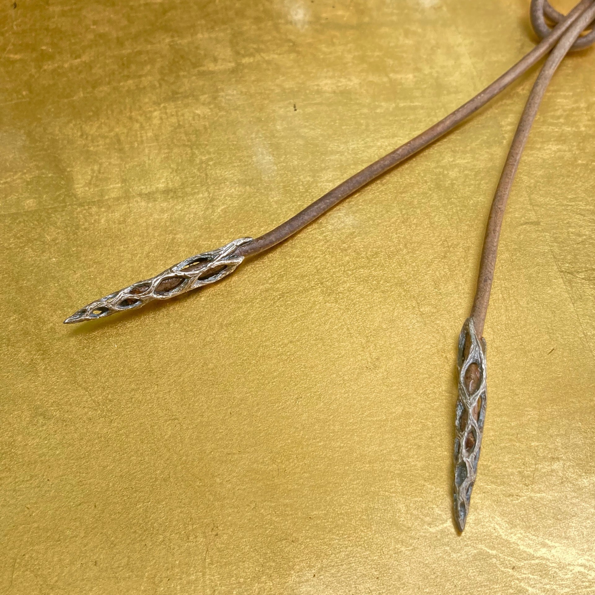 Cholla Lariat - Silver on Grey Leather by Clementine & Co. Jewelry