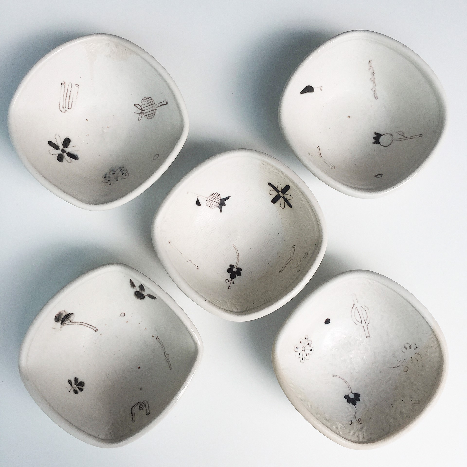 Five Squared Bowls (set #2) by Linda Sikora