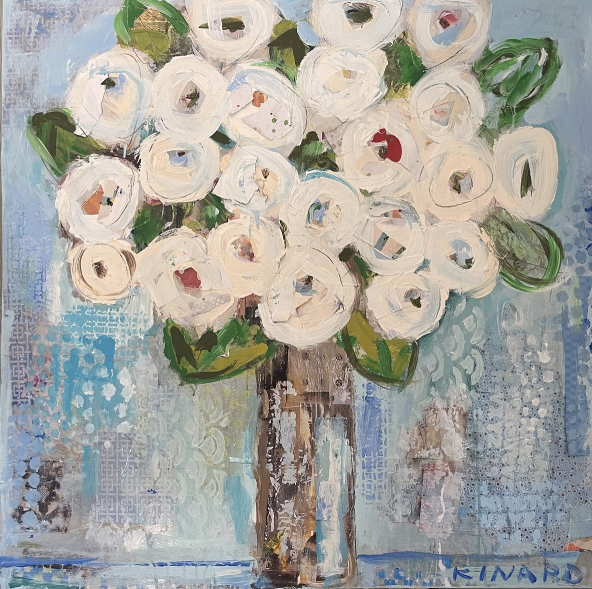 Roses on Blue by Christy Kinard