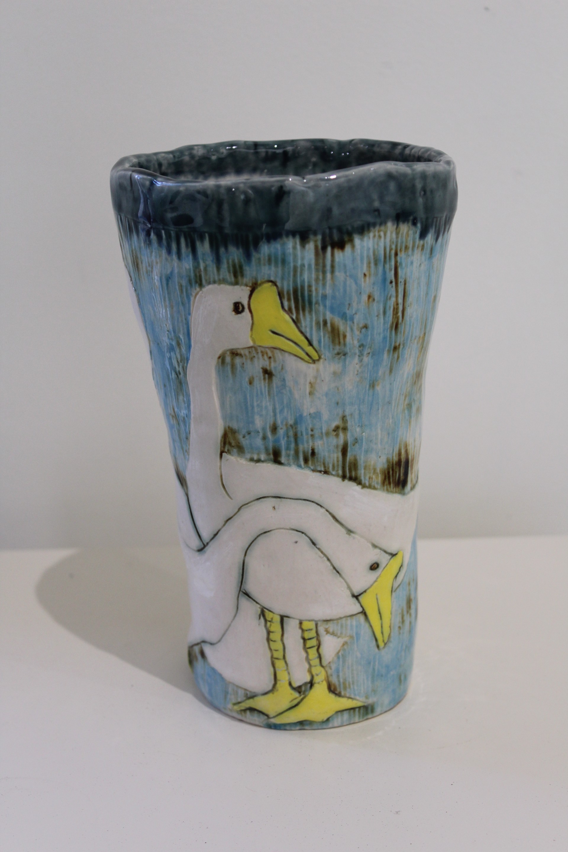 Birds and Flowers Vase (NB244) by Nini Bodenheimer