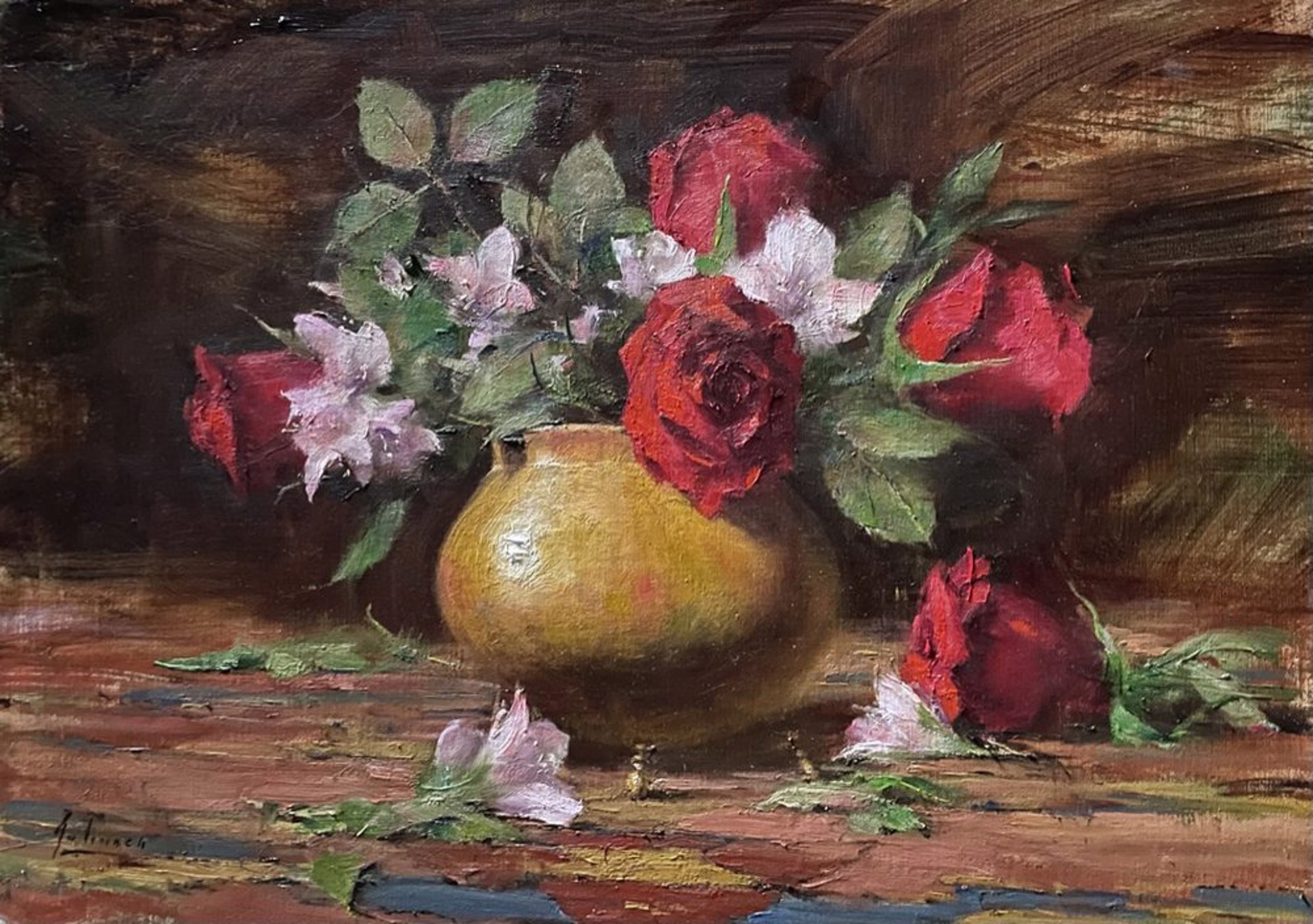 Roses Dance in Brass Pot by Robert Johnson