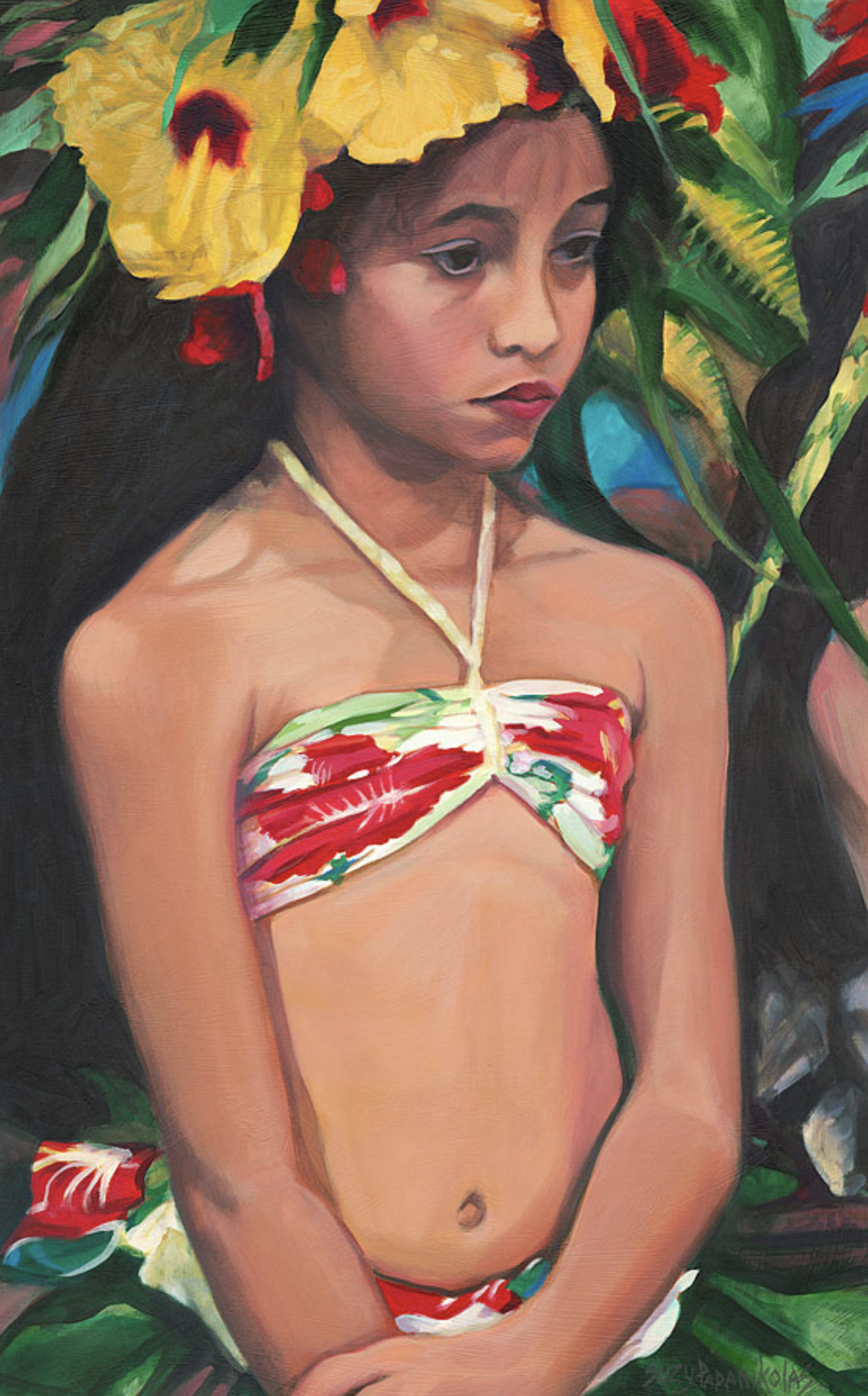 Young Dancer with Yellow Hibiscus by Suzy Papanikolas