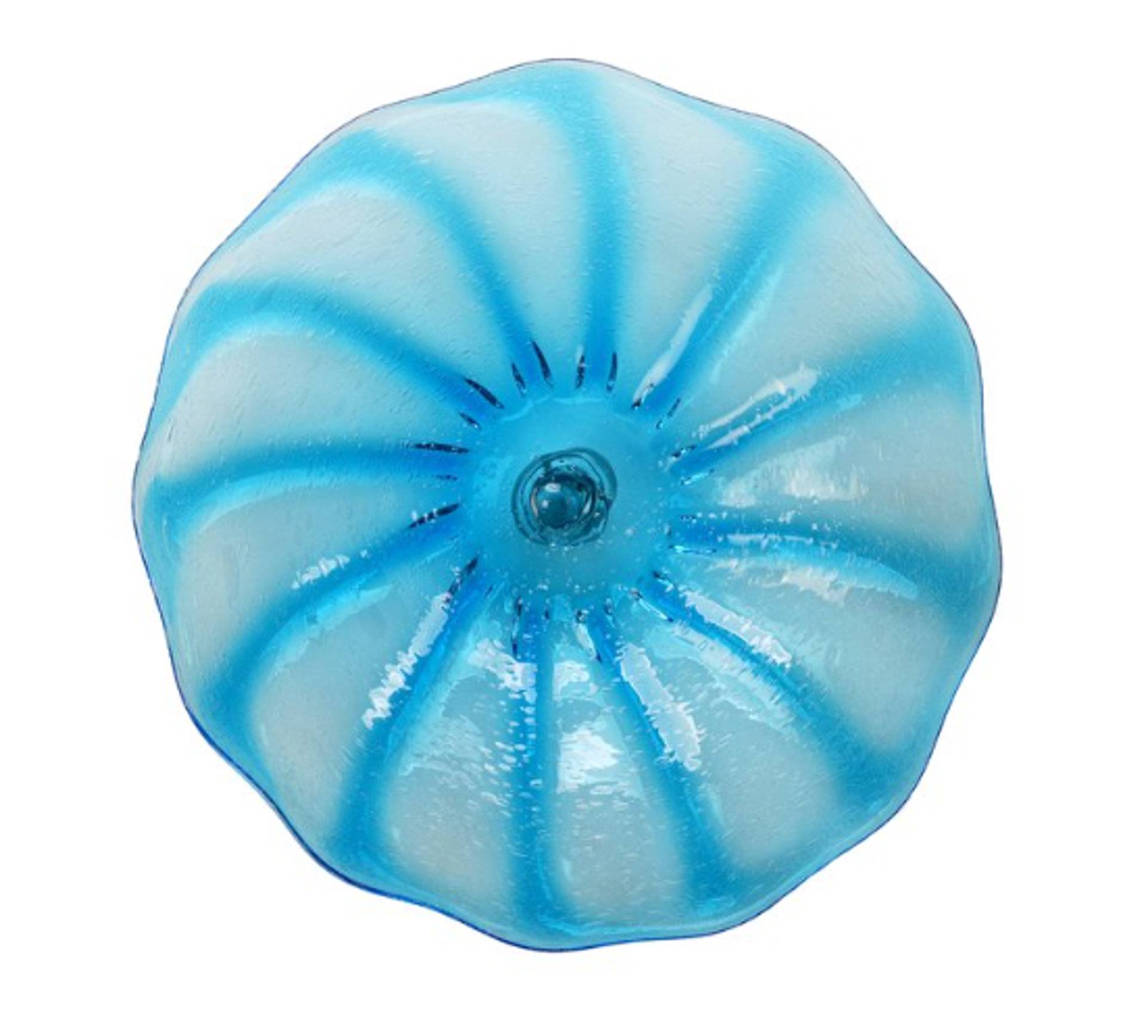 Large Aqua Starburst Bubble Blast Wall Plate - 6311BIR by V Handblown Glass