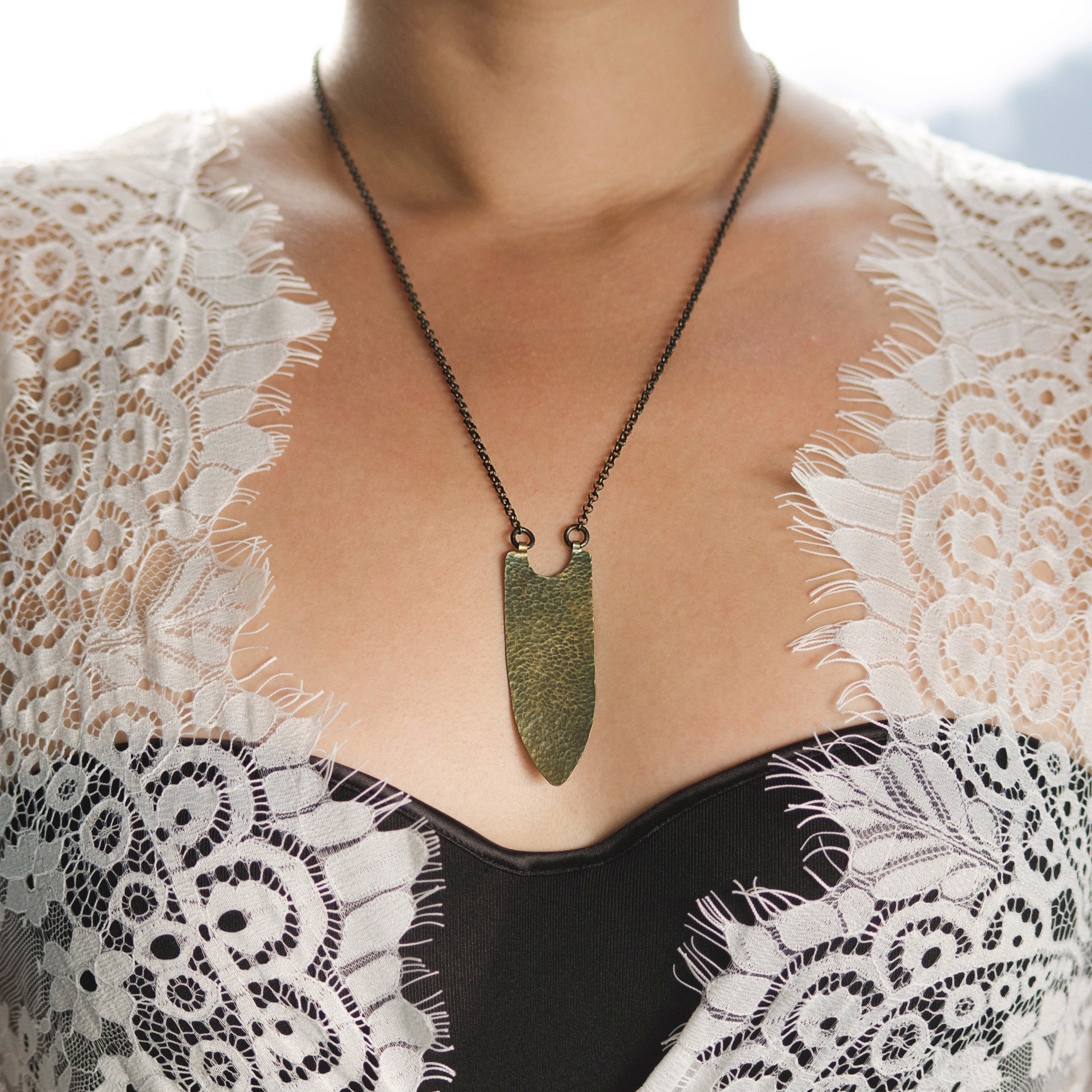 Banner Necklace in Antiqued Brass by Clementine & Co. Jewelry