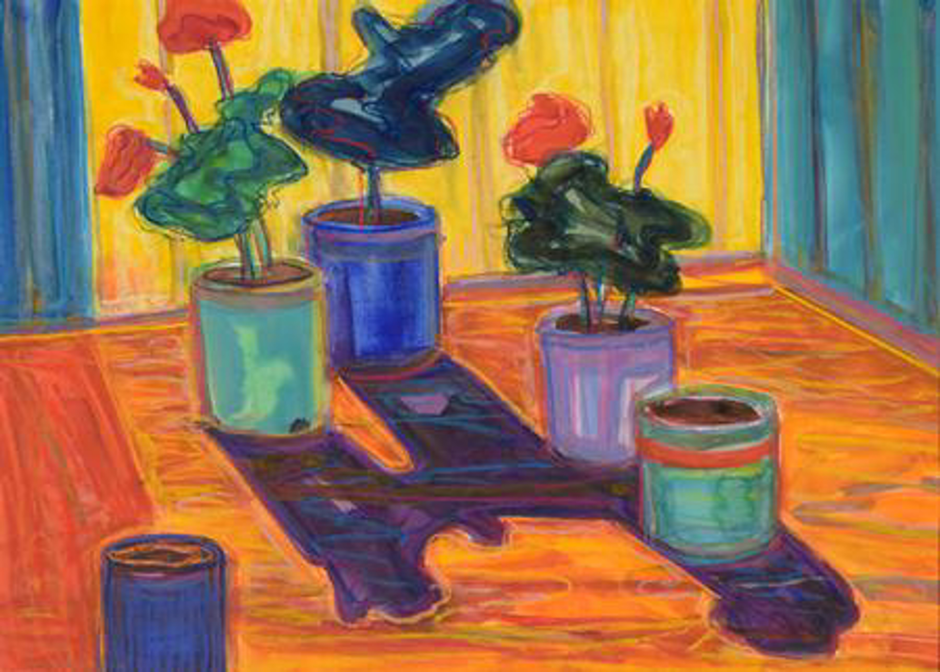 Geraniums & Five Pots by Susan Puelz
