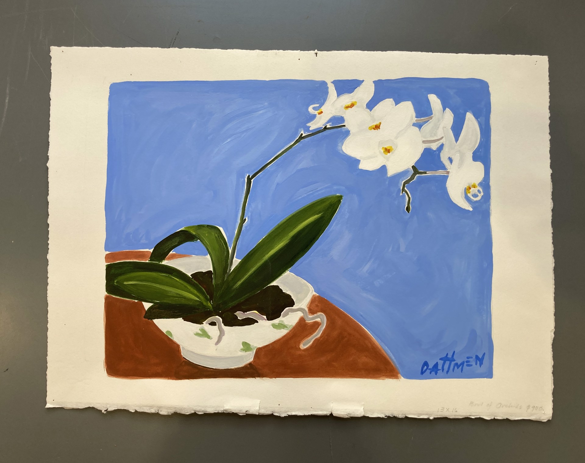 Bowl with Orchid by Jane Dahmen