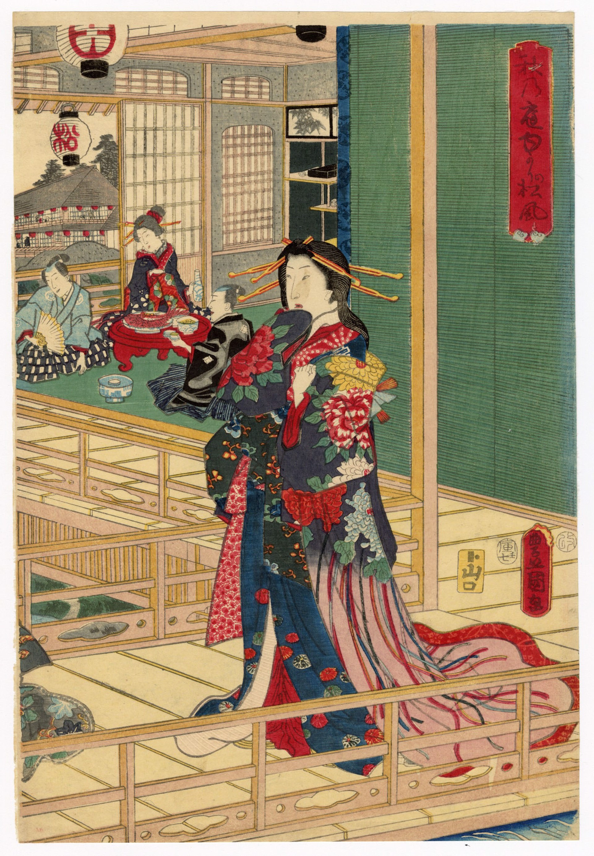 Genji in Autumn: The Wind in the Pines by Kunisada
