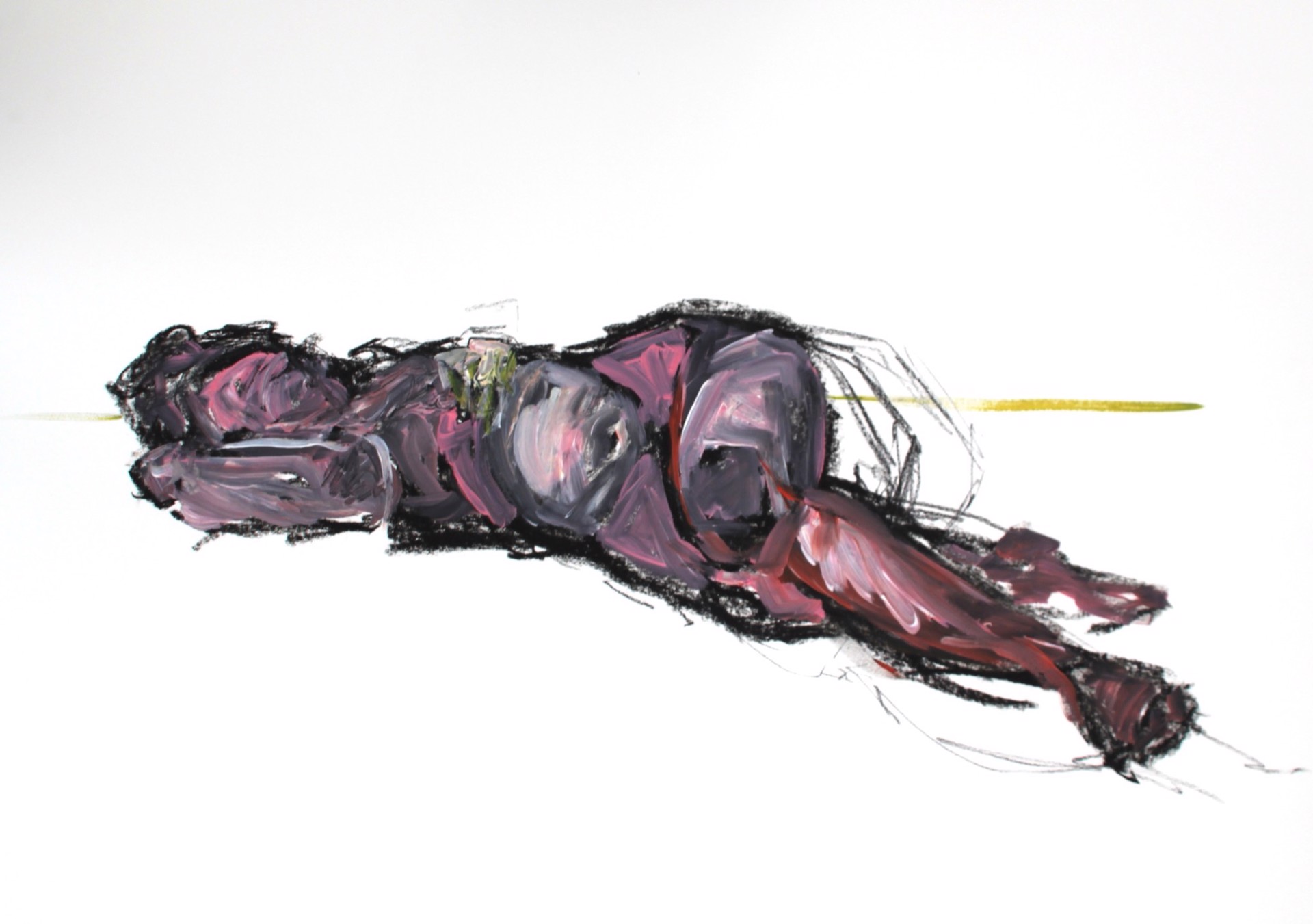 Pink reclining figure by Rachael Van Dyke