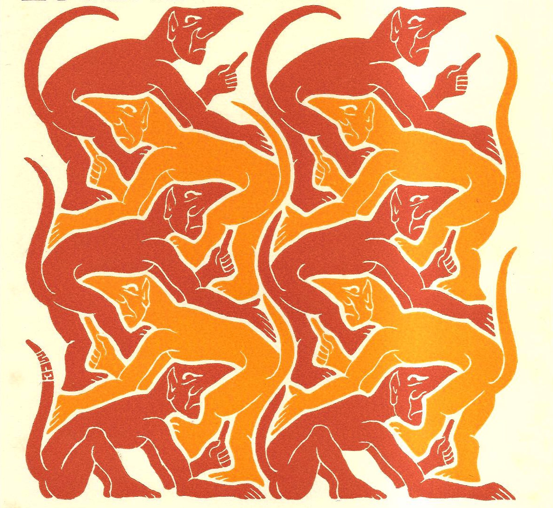 Fire - Devils, Strens New Year's Greeting Card by M.C. Escher