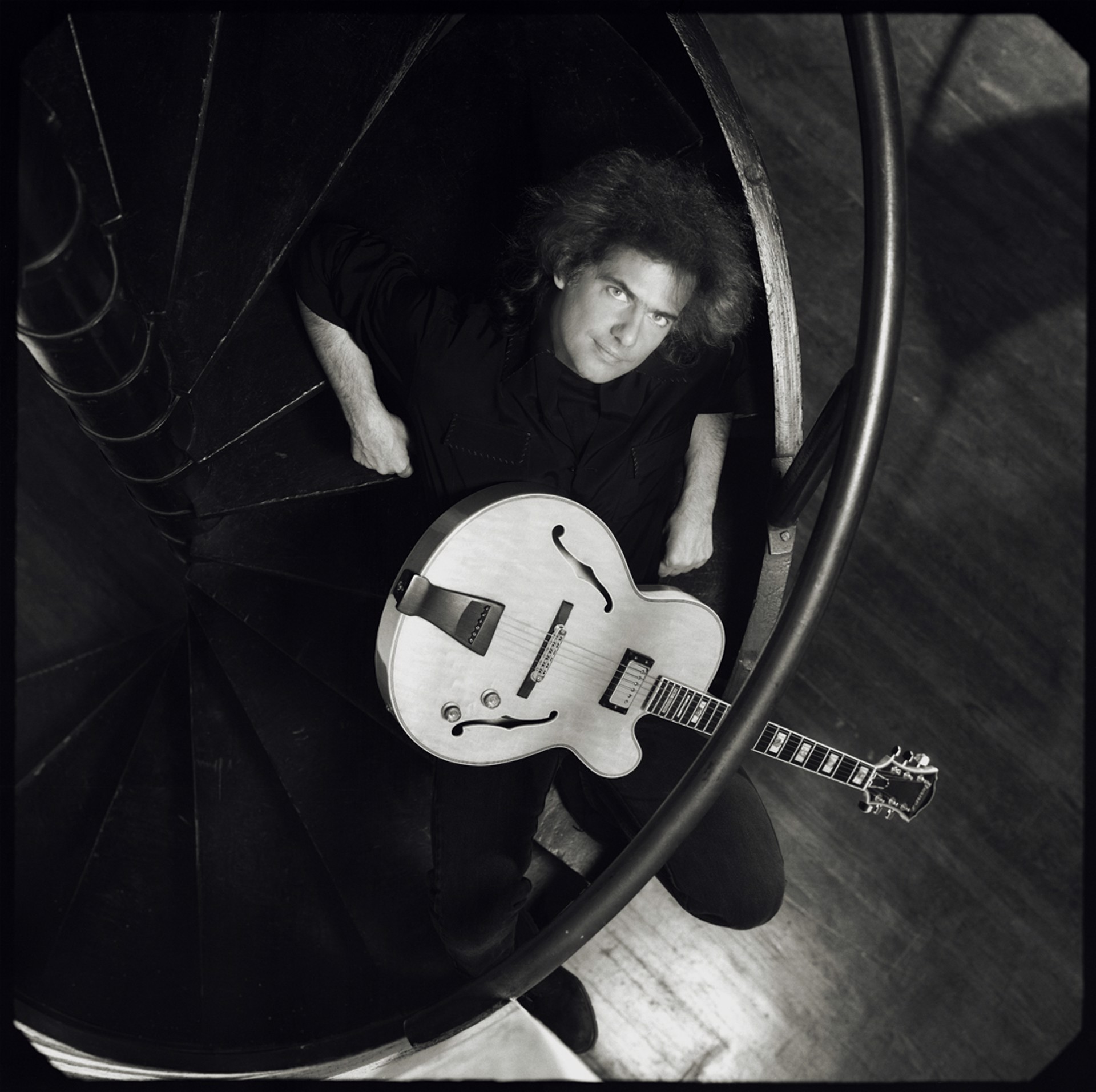 01049 Pat Metheny Seated with Guitar BW by Timothy White