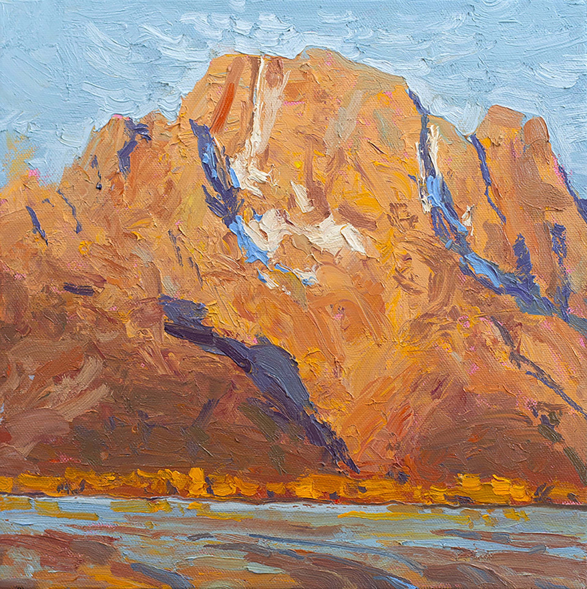 Original Oil Painting By Silas Thompson Of Mount Moran In The Fall