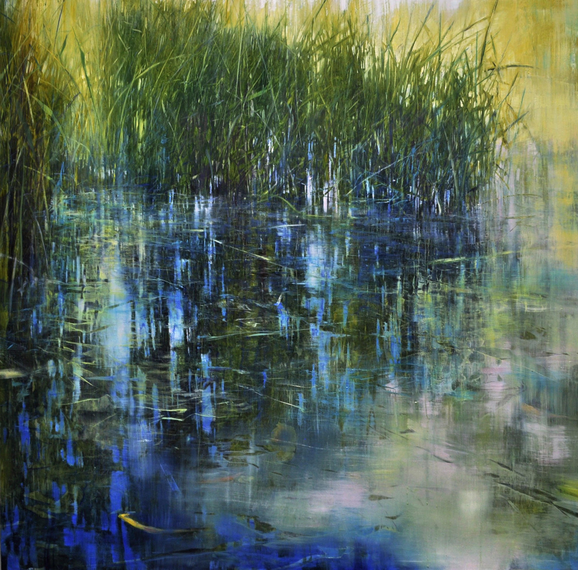 Summer Pond in Tall Grass by David Dunlop