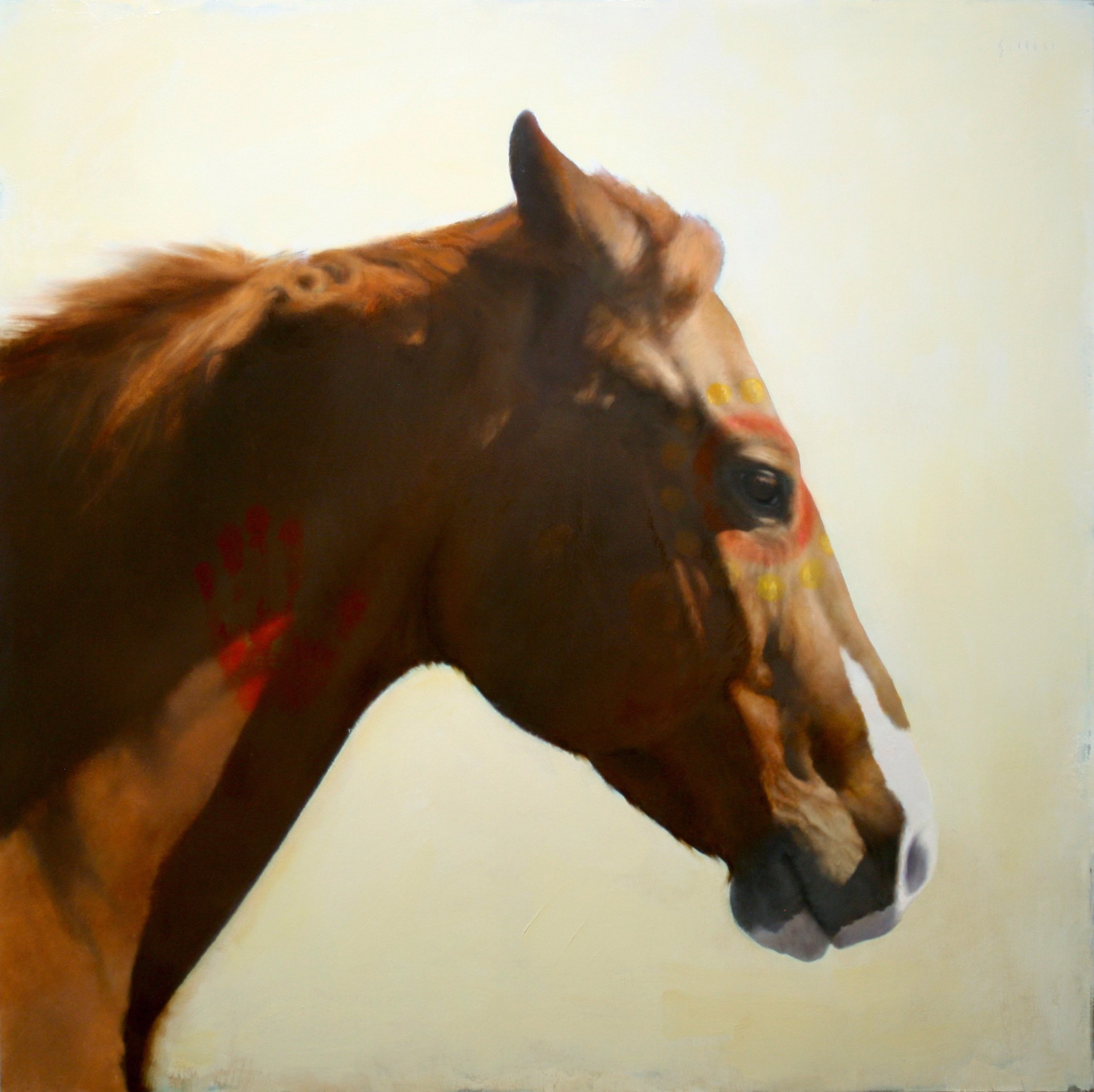 Original Oil Painting By George Hill Of A Painted War Horse
