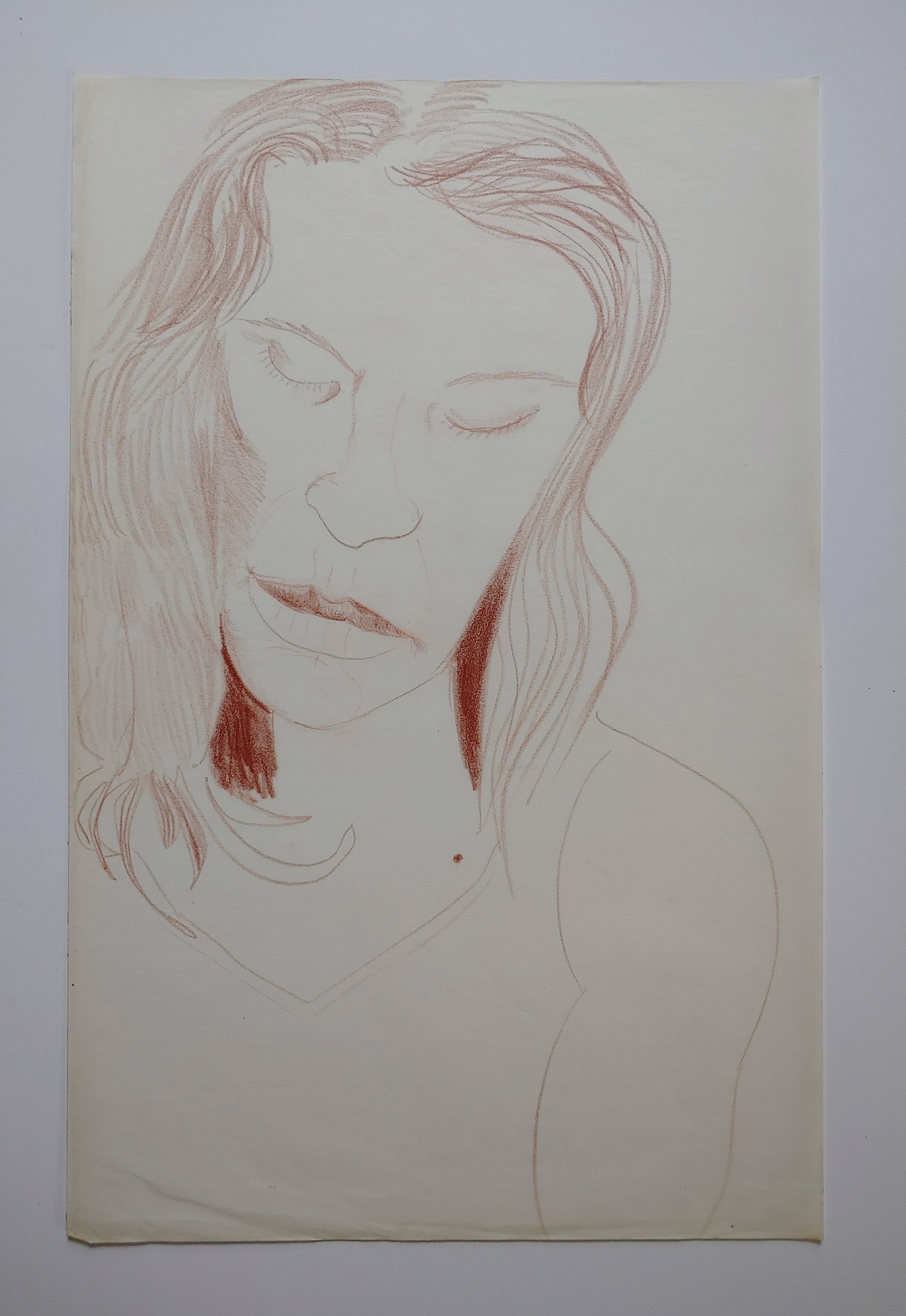 Portrait on Parchment Paper - Drawing by David Amdur