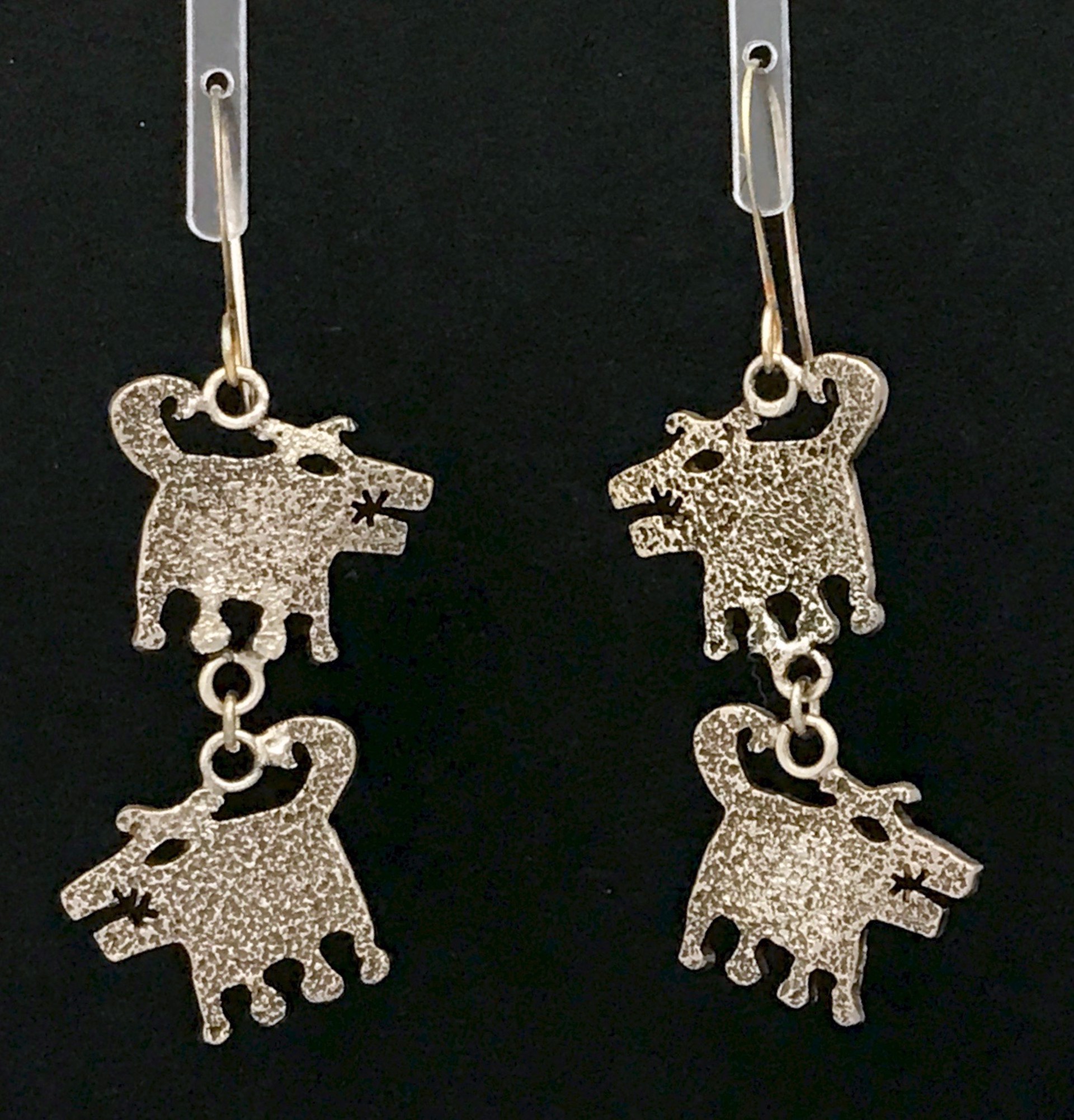 Double Dog Drop earrings by Melanie A. Yazzie