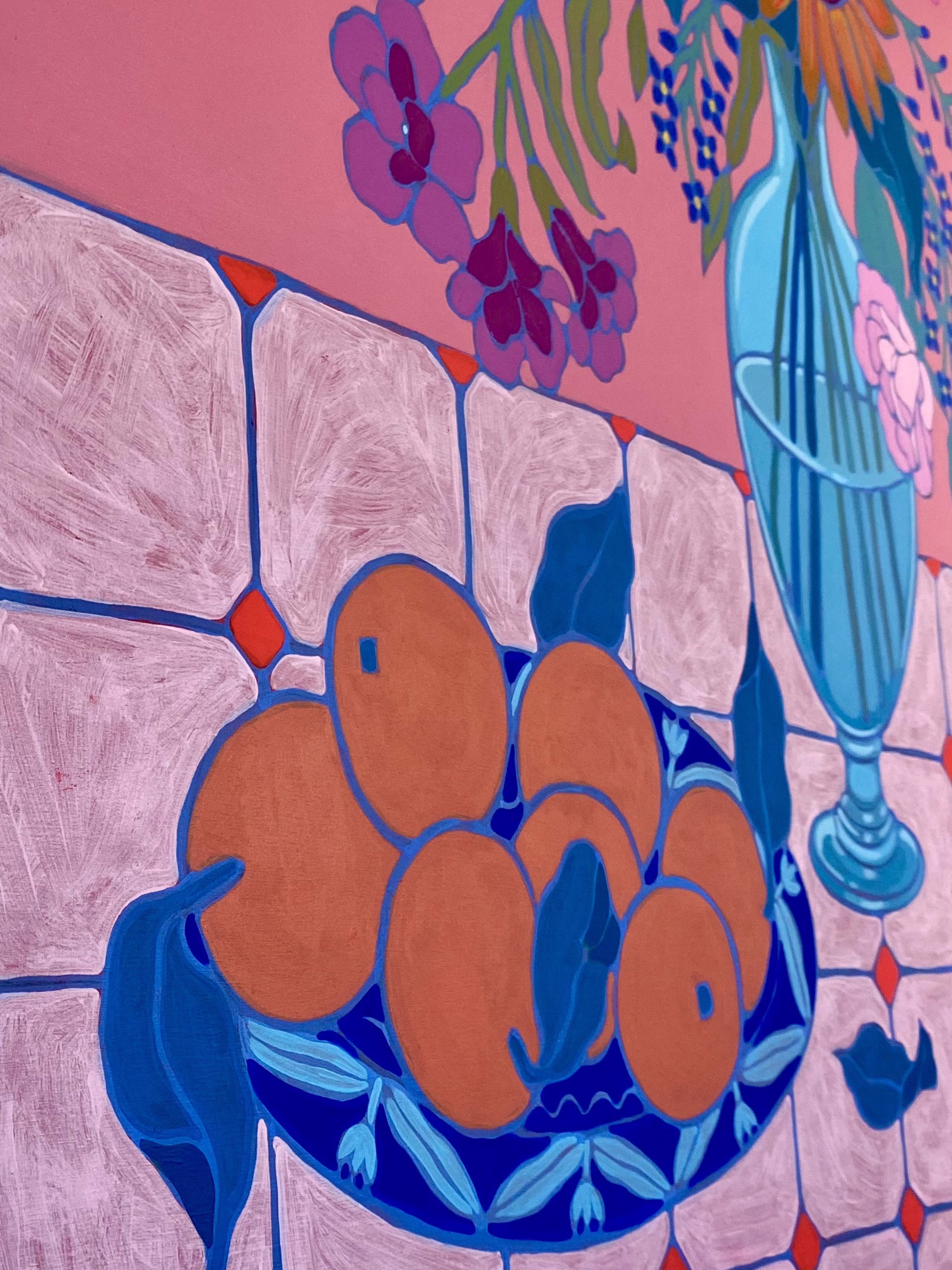 Oranges on Pink Tile by Sarah Ingraham