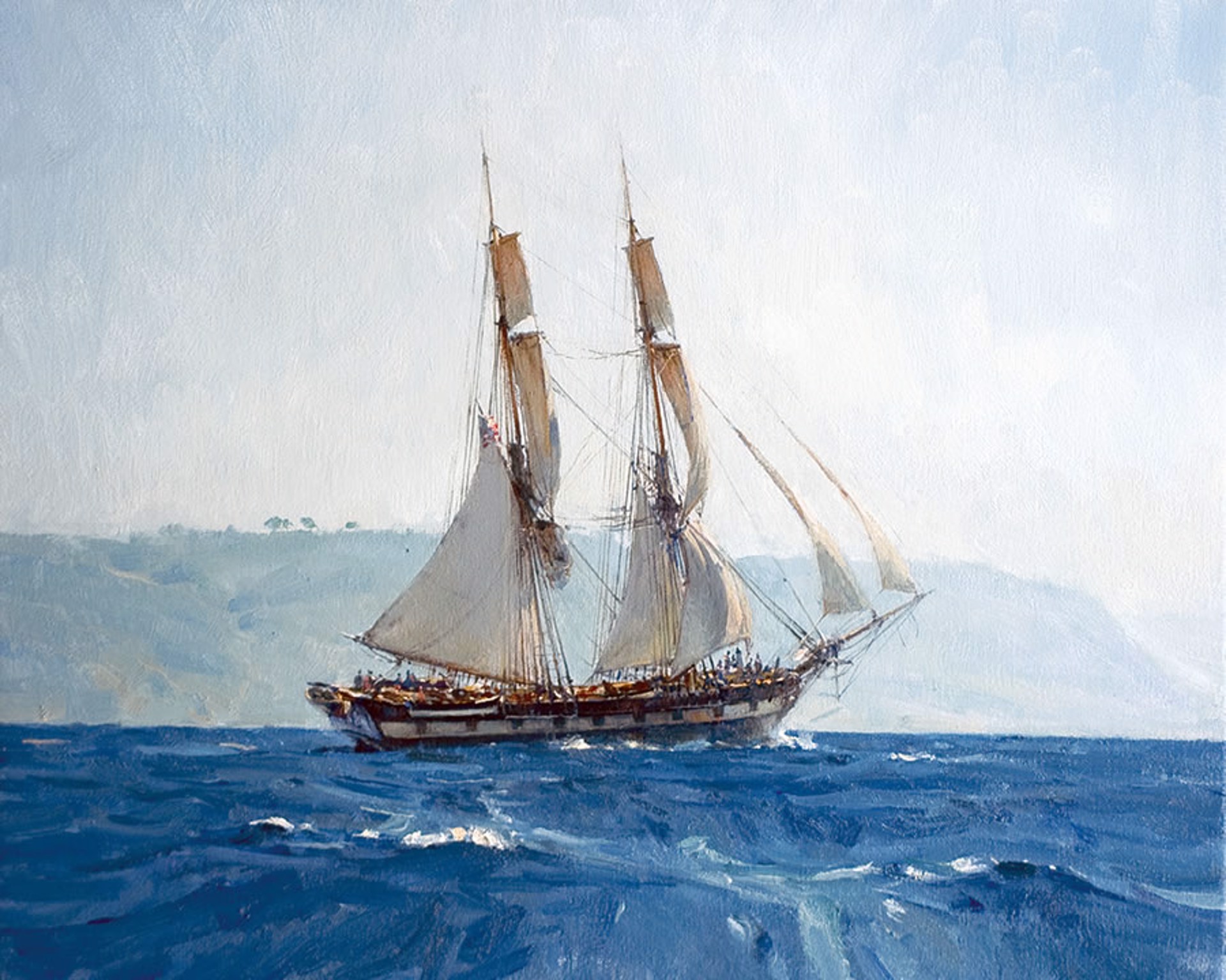 Brig ‘Pilgrim’ Approaching San Diego, March 1835 by Christopher Blossom