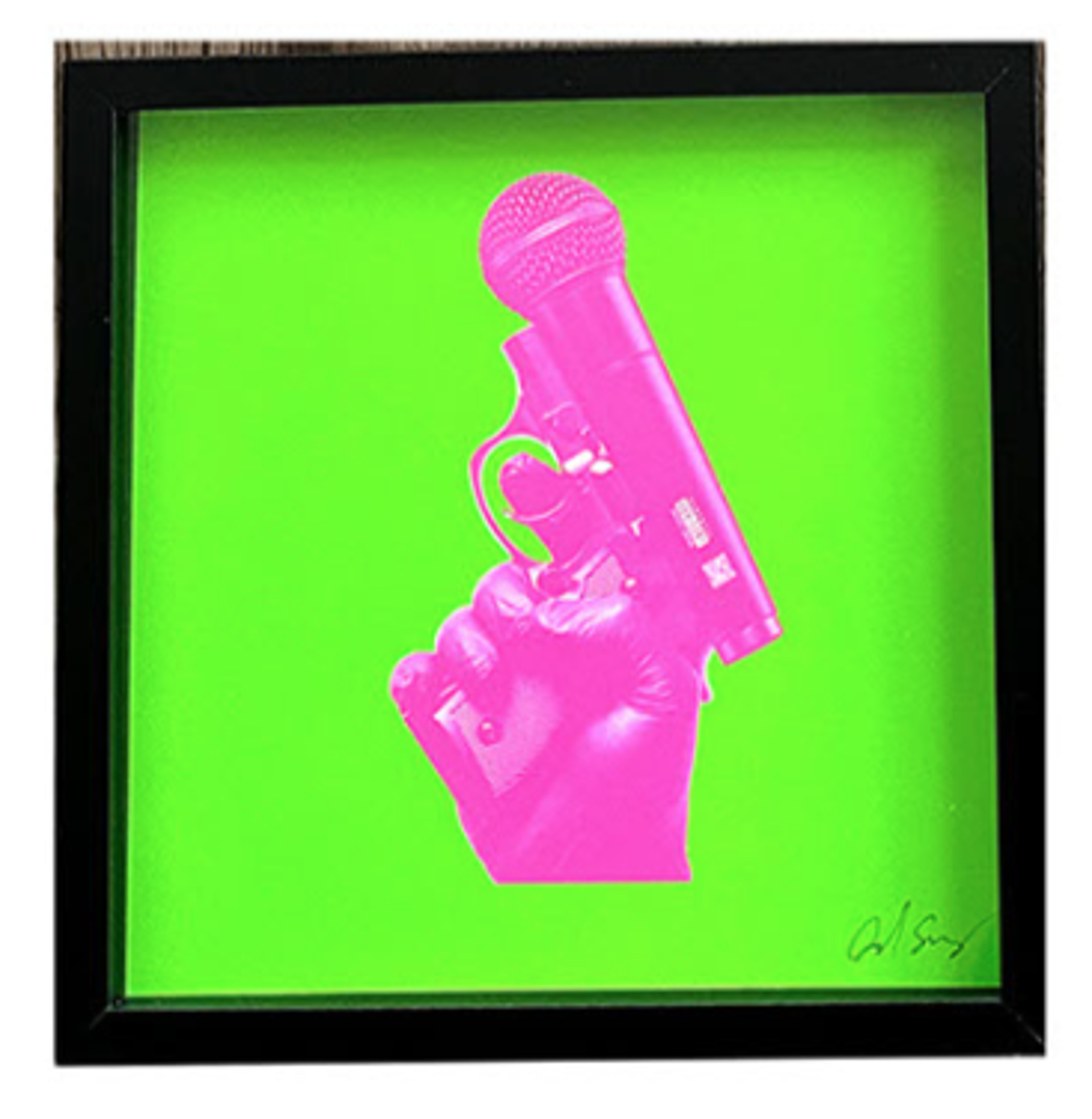 The Tongue is Mightier Than the Gun (green & pink) by David Schwartz