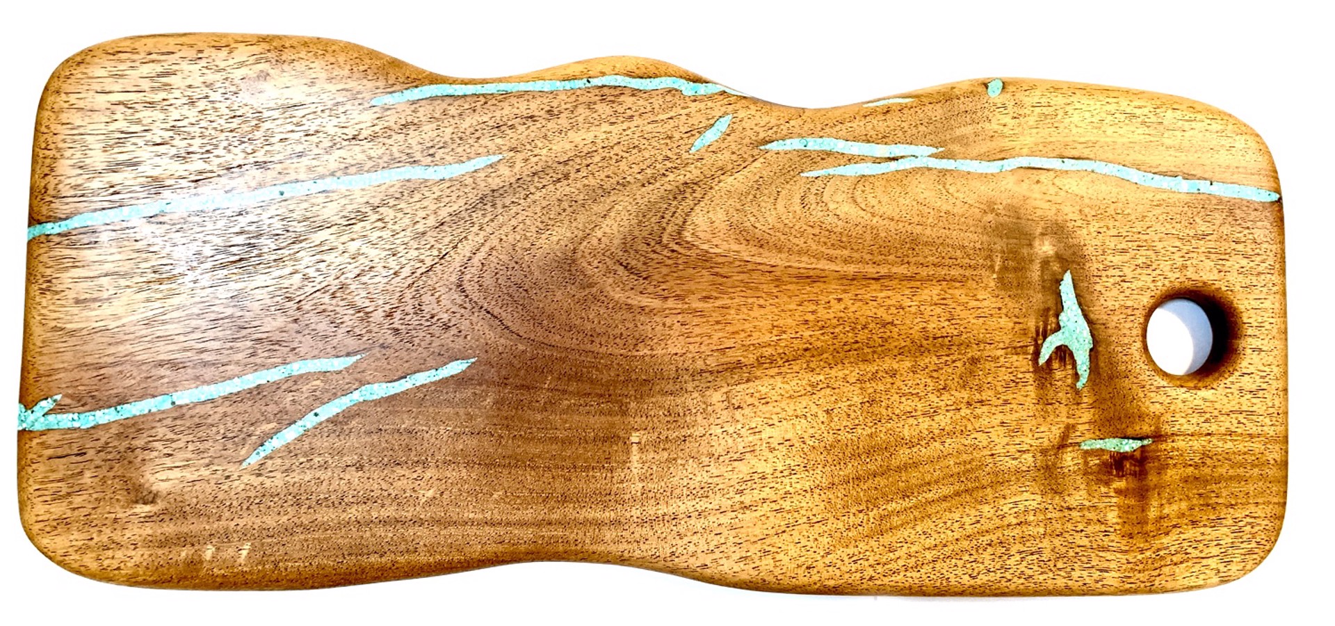 Cutting Board - Mesquite with Turquoise Inlay by TreeStump Woodcraft