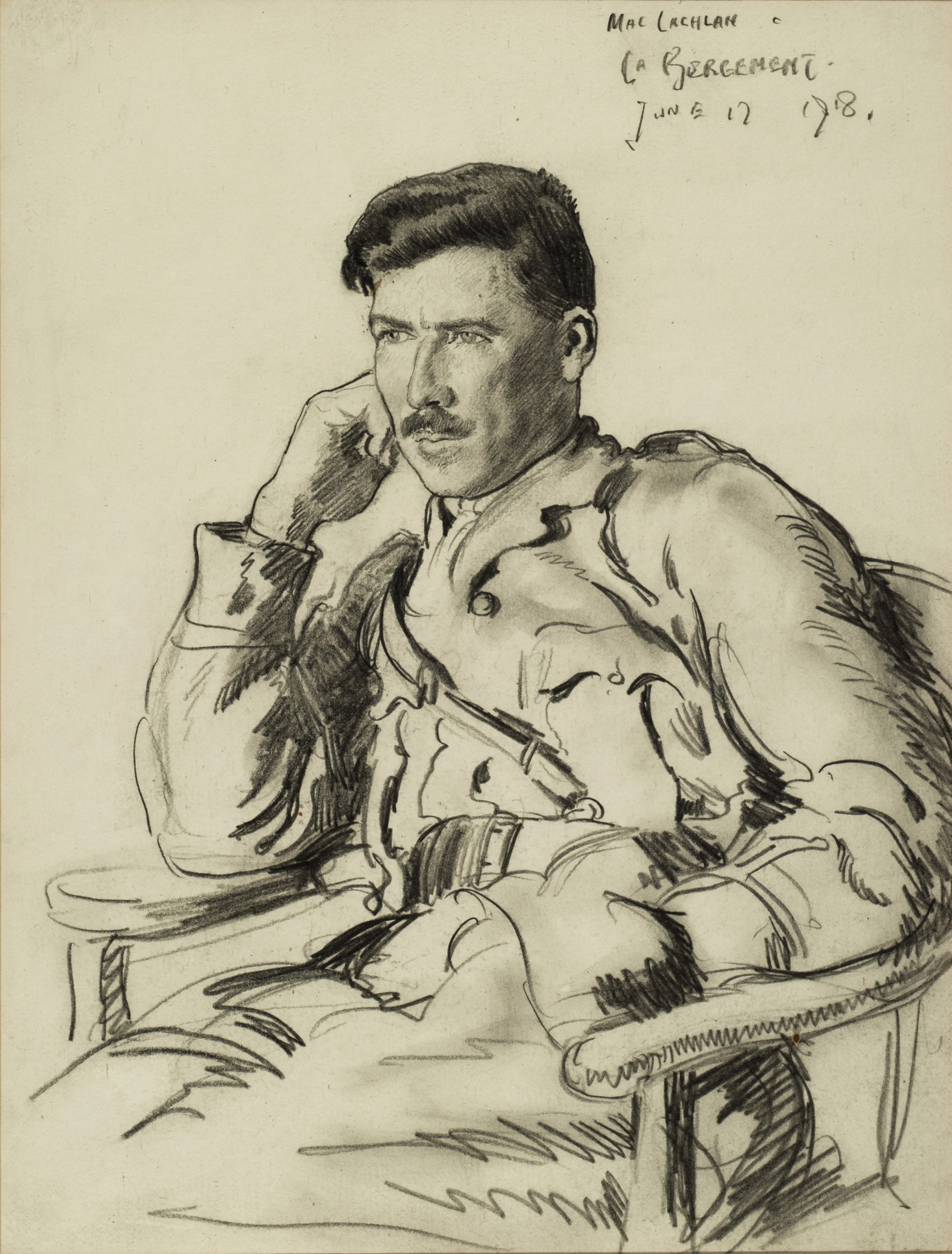 Portrait of Canadian Officer Lt. MacLachlan La Bergement, 1918 by Sir Alfred J. Munnings