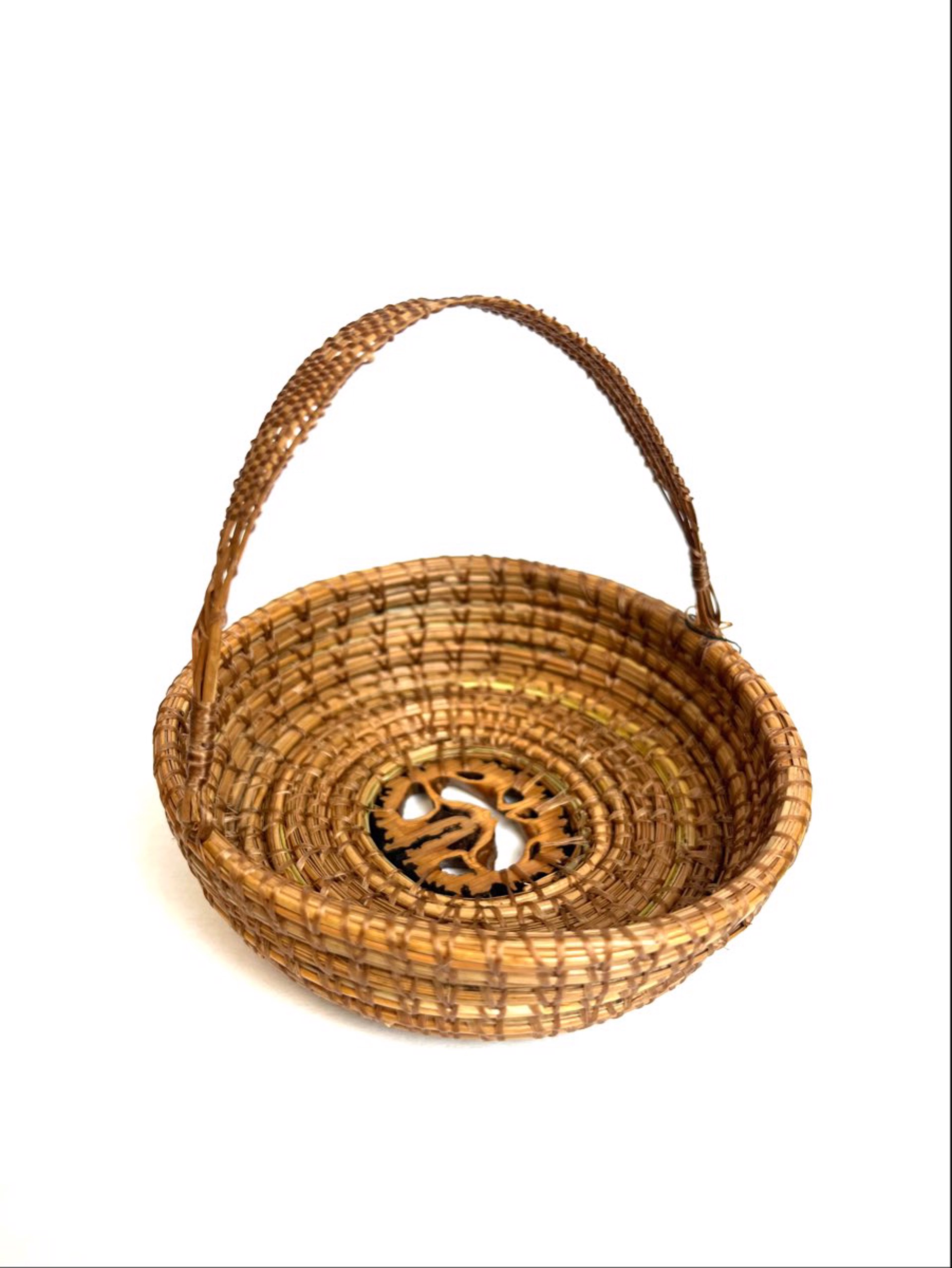 Basket with Walnut Center and Swing Woven Handle by Jacqueline Green