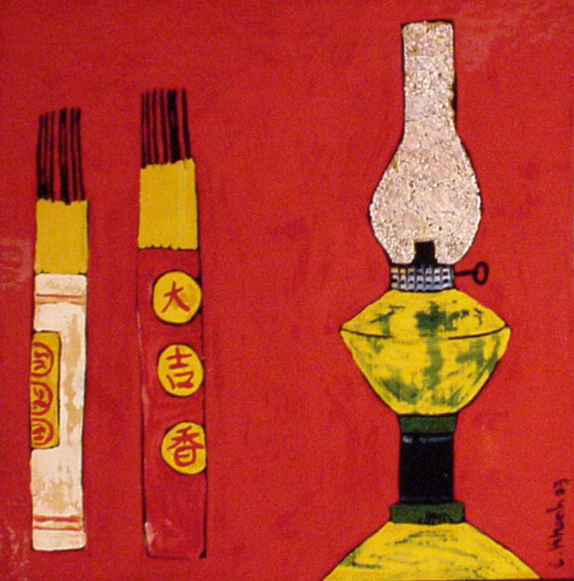 Still Life with Lantern and Incense by Bui Cong Khanh
