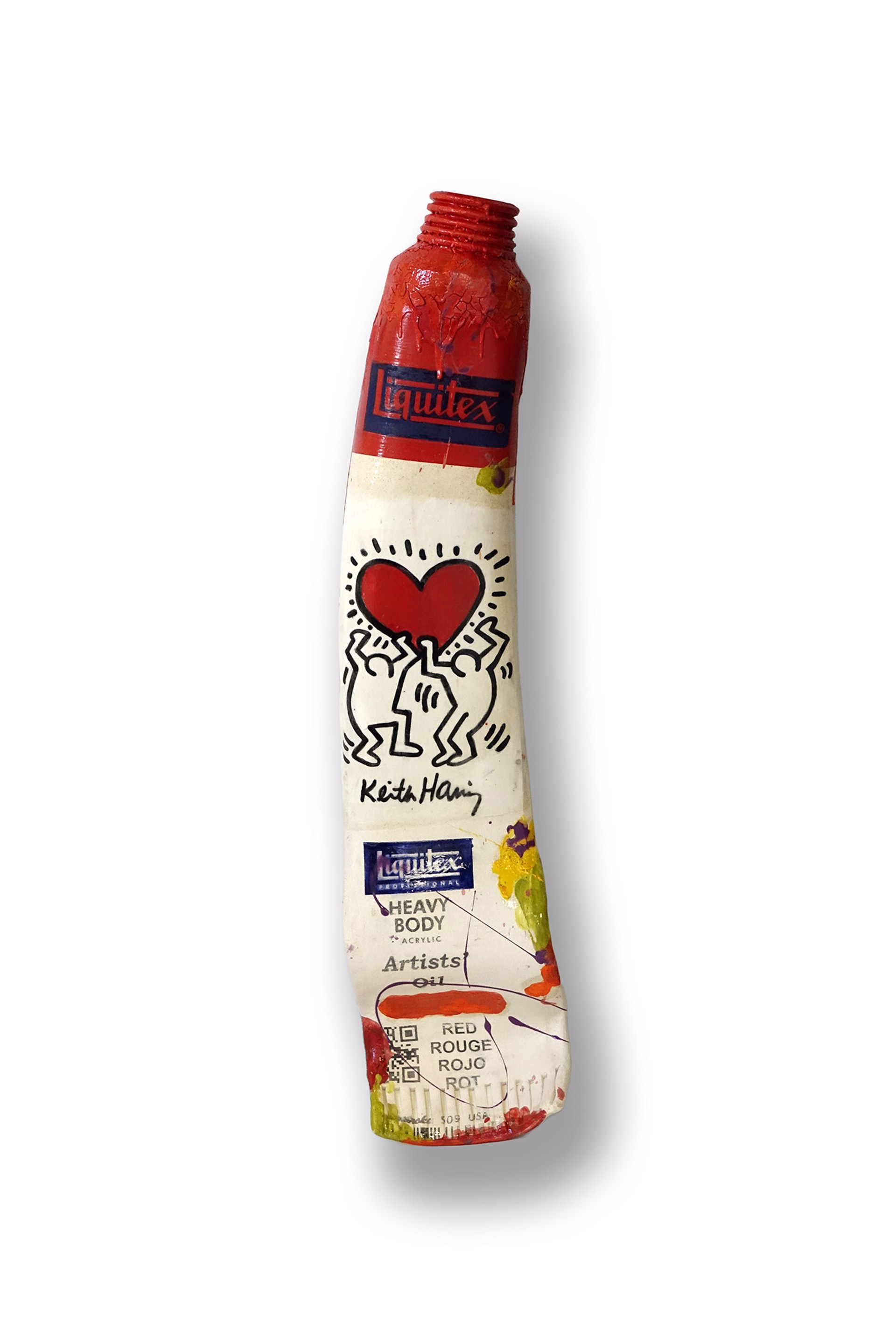 Red Keith Haring Paint Tube with Squirt III by Ray Gross