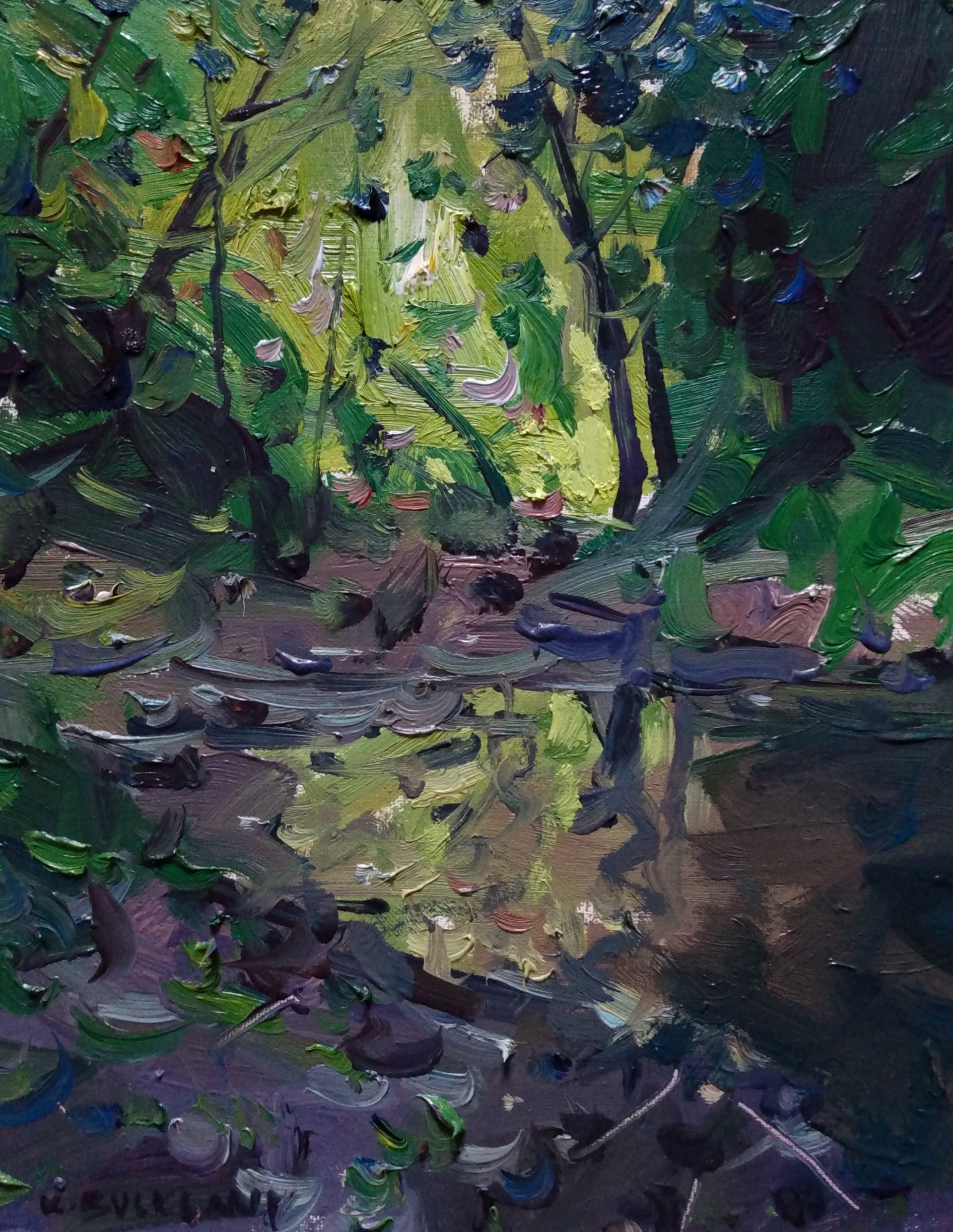 "Creekside Glow" original oil painting by Kyle Buckland