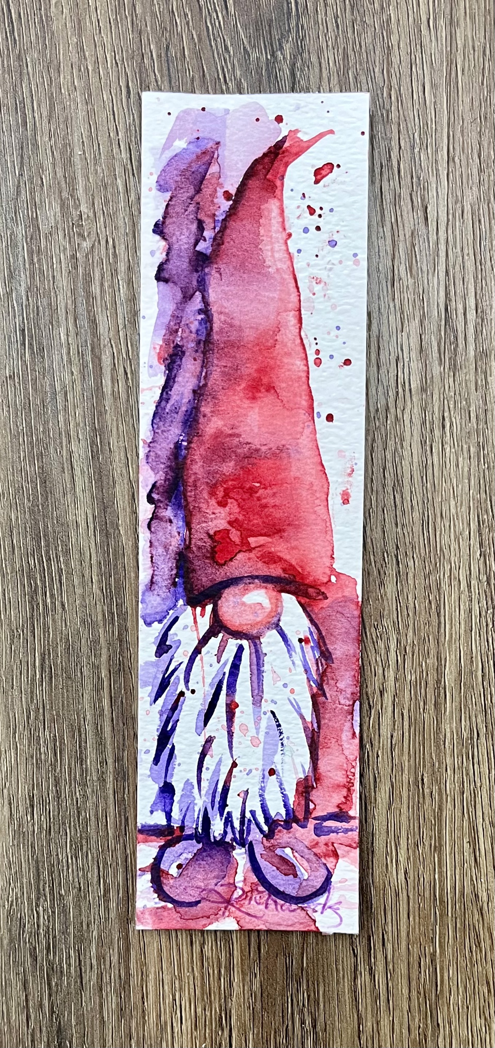 Tall Red Violet Gnome Bookmark by Shawn Richards