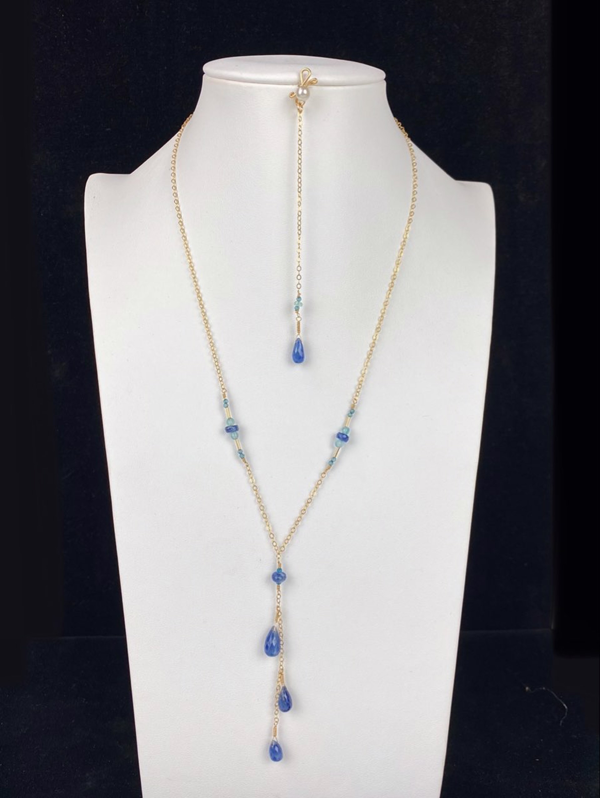 Kyanite, Apatite, and 14K GF Waterfall Necklace and Infinity Pendant by Lisa Kelley