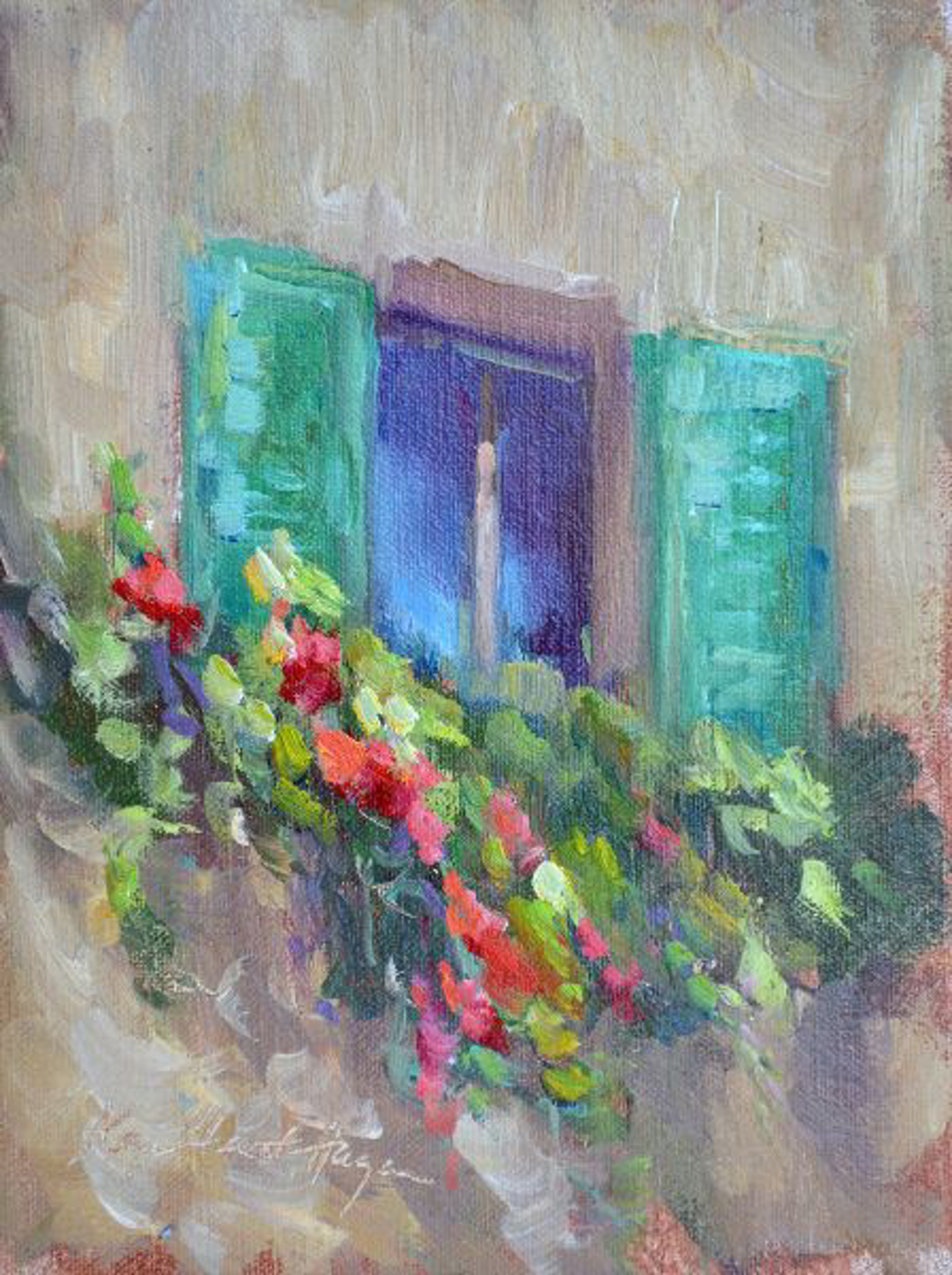 The Window Across from La Consuma at San Giovanni d'Asso by Karen Hewitt Hagan