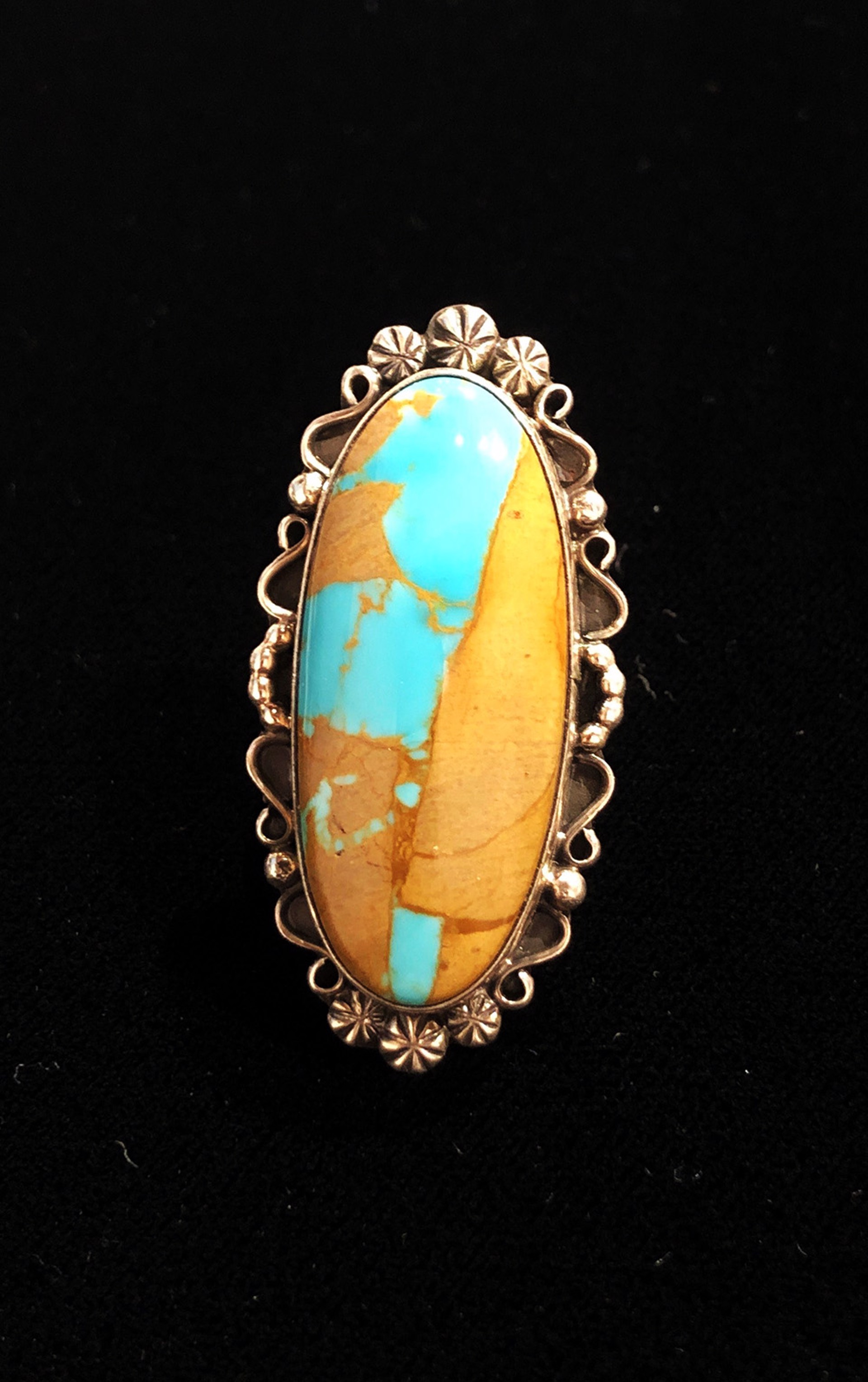B Jemenez Sterling and Turquoise Ring