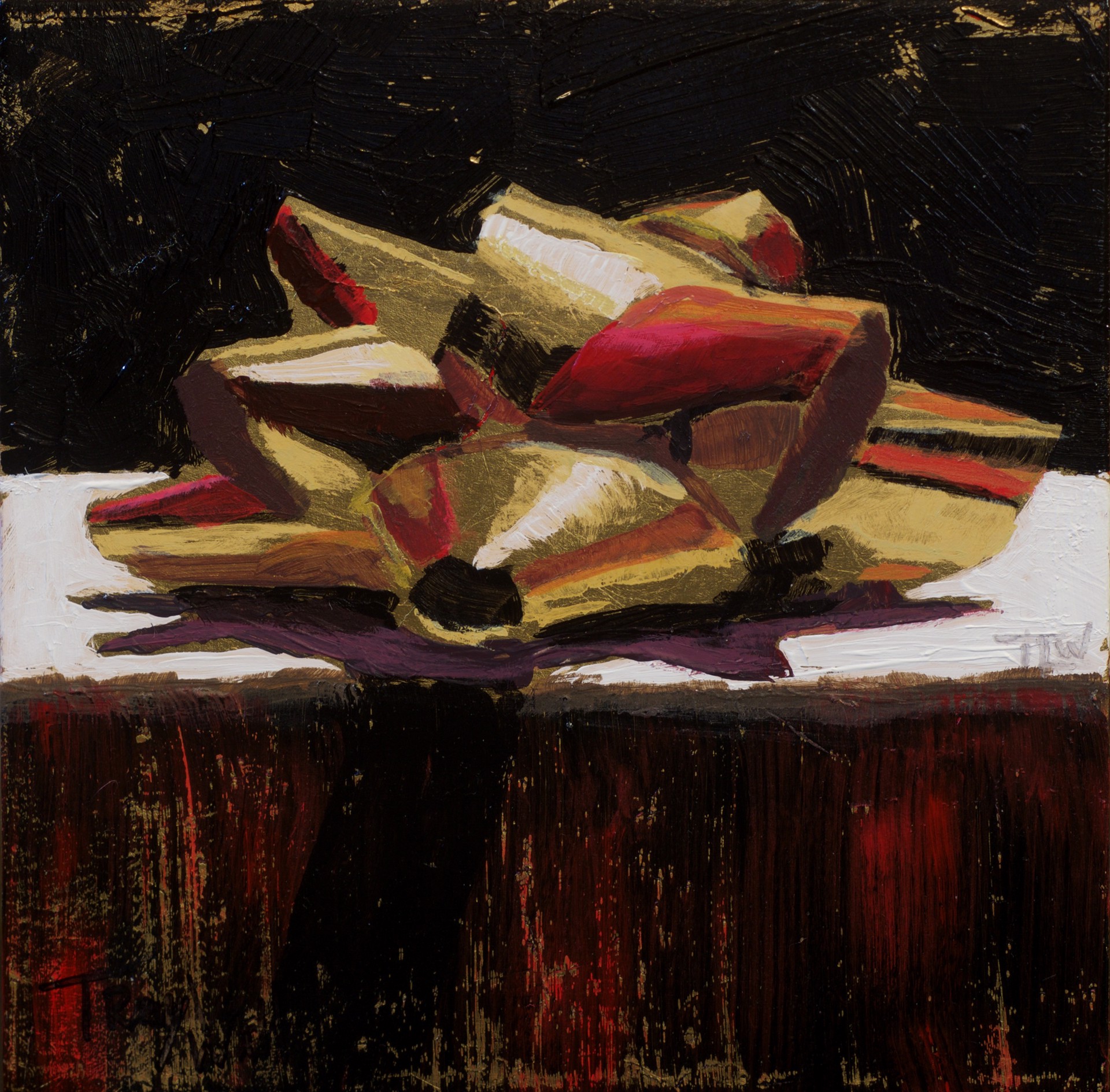 Tracy Wall - Gift of Gold mixed media - 5 x 5 in $250.00