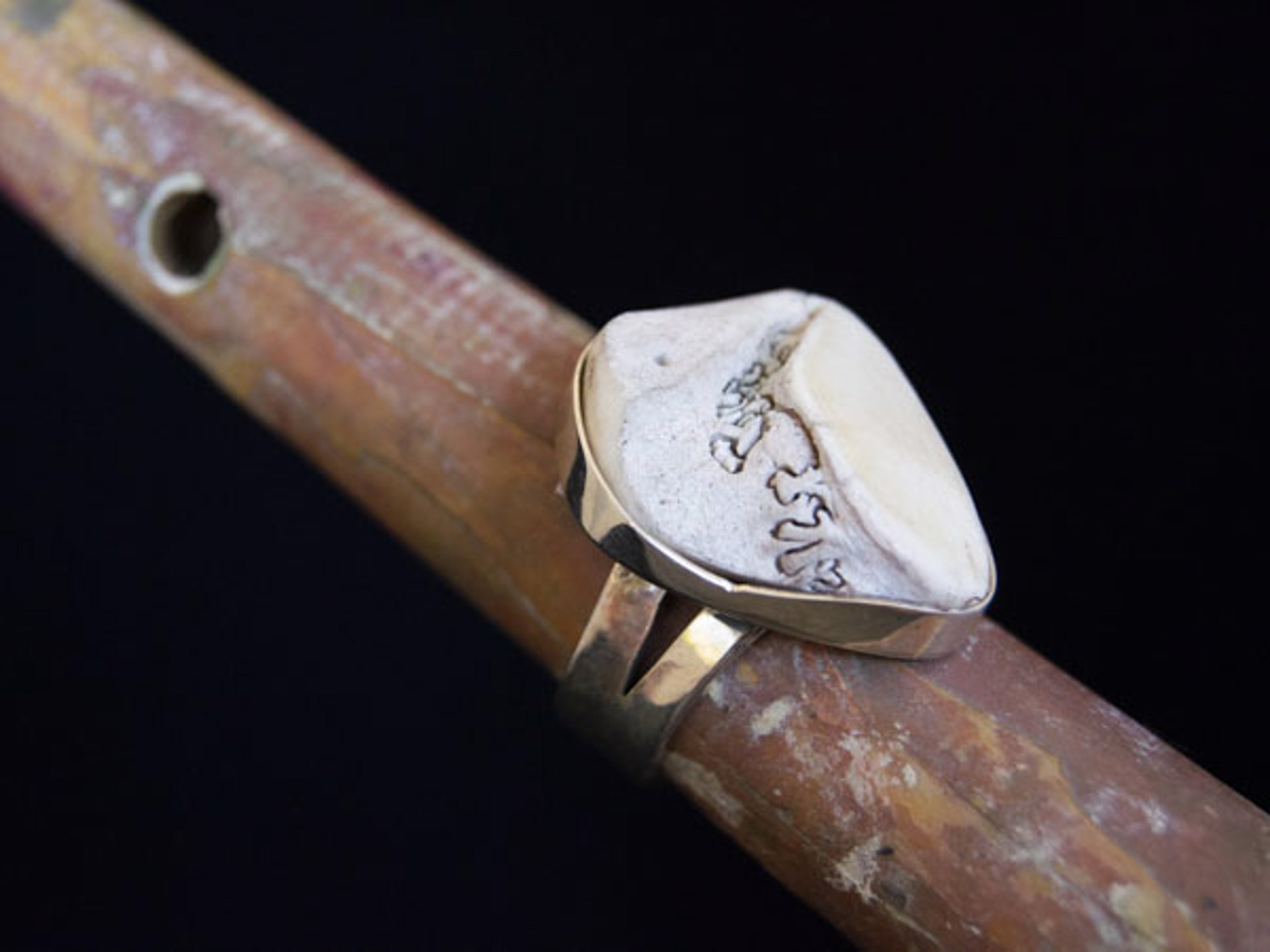Deer Skull Suture Line Double Shank Ring by Rex Foster