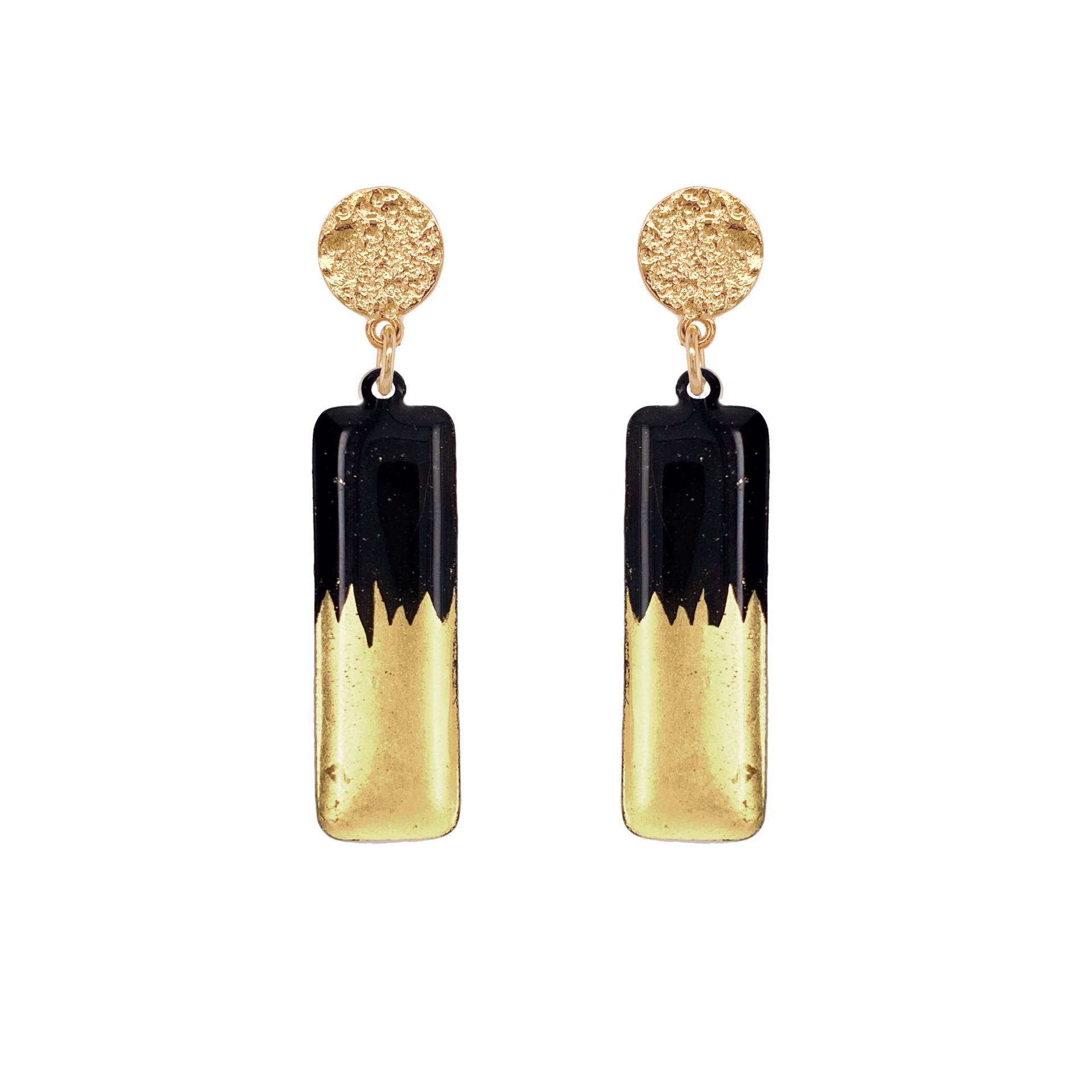 Skyline Black Medium Column Earrings - Gold by Evocateur