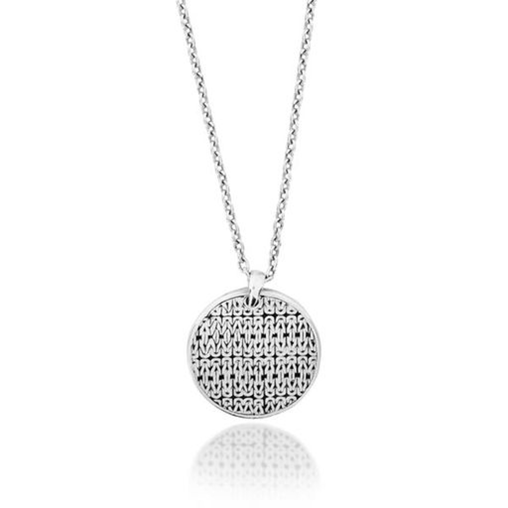 7027 Men's 1-sided Circle Weave Silver Necklace by Lois Hill