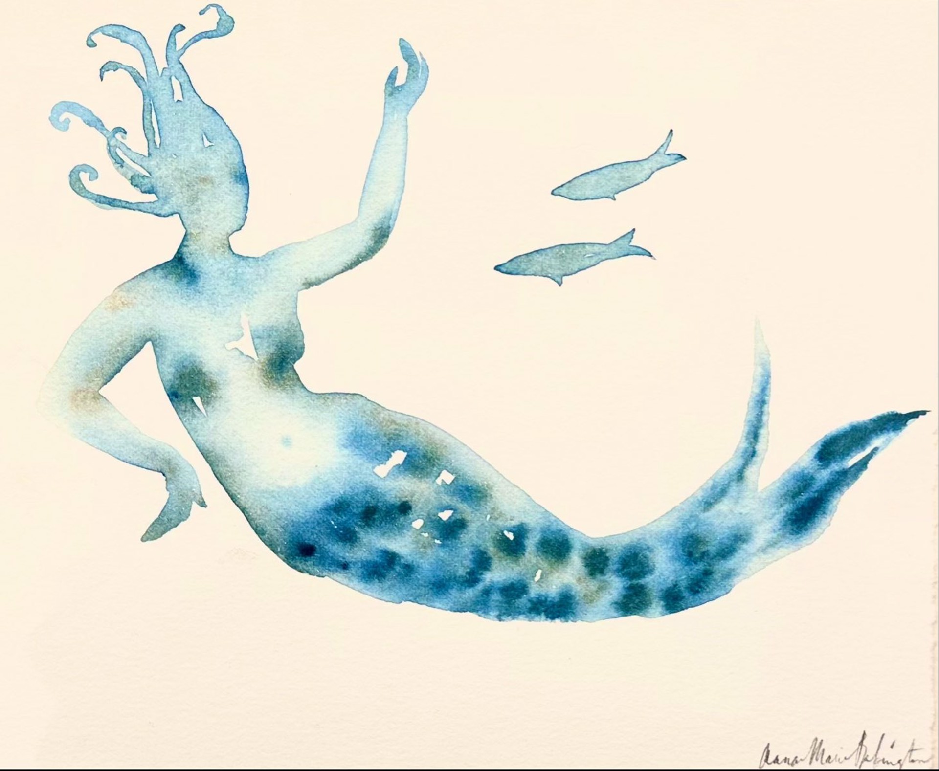 Mermaids I, white frame by Anna-Marie Babington