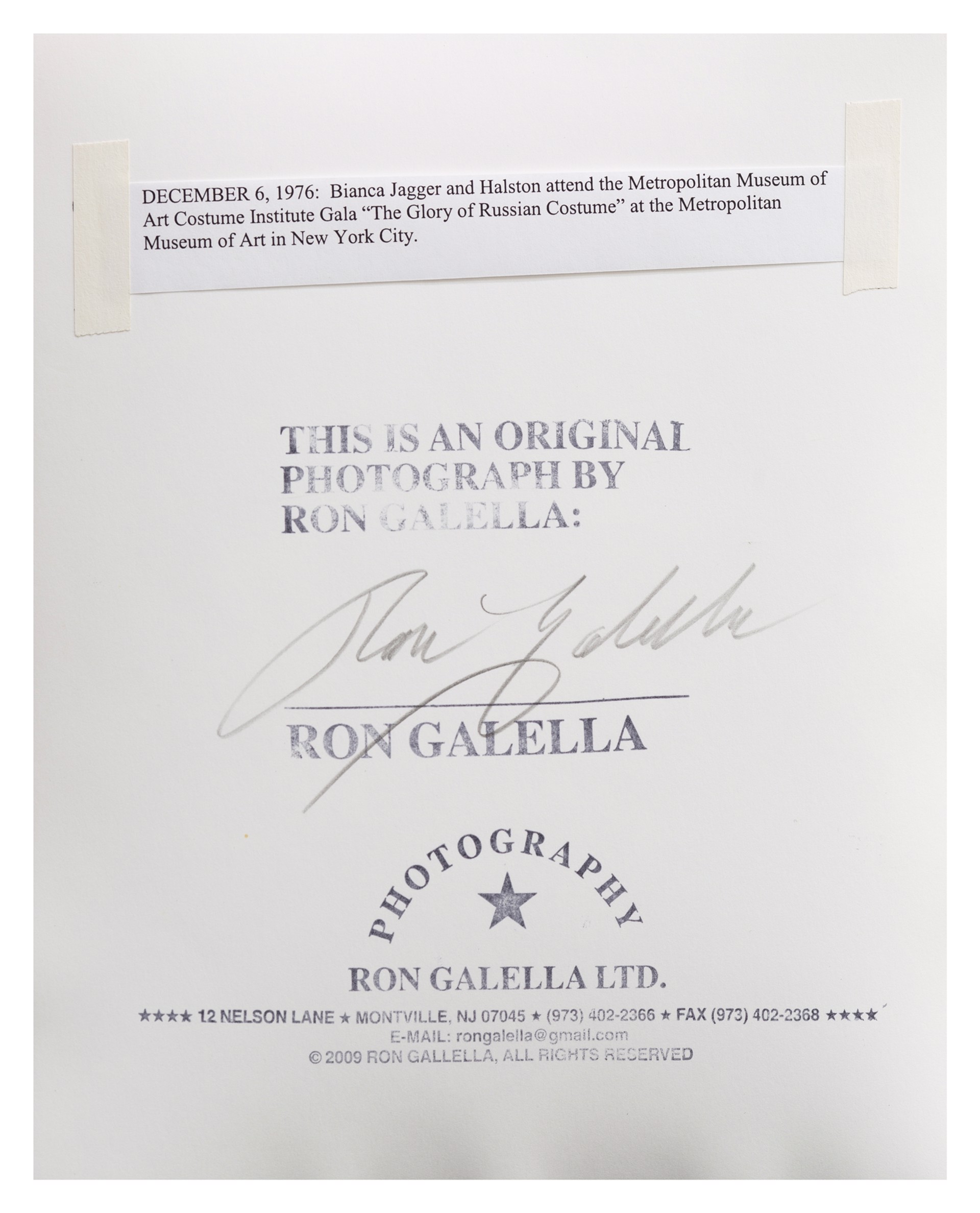 Halston and Bianca Jagger by Ron Galella